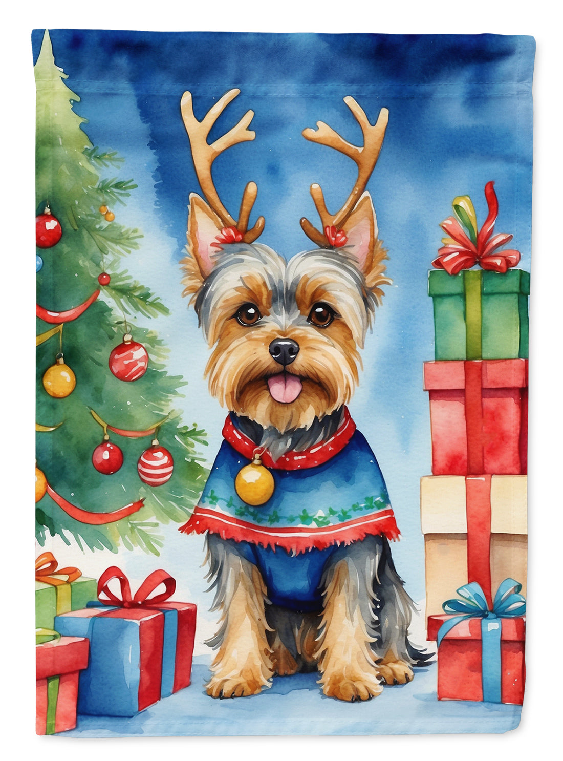 Buy this Yorkshire Terrier Yorkie Christmas Reindeer House Flag