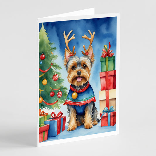 Buy this Yorkshire Terrier Yorkie Christmas Reindeer Greeting Cards Pack of 8