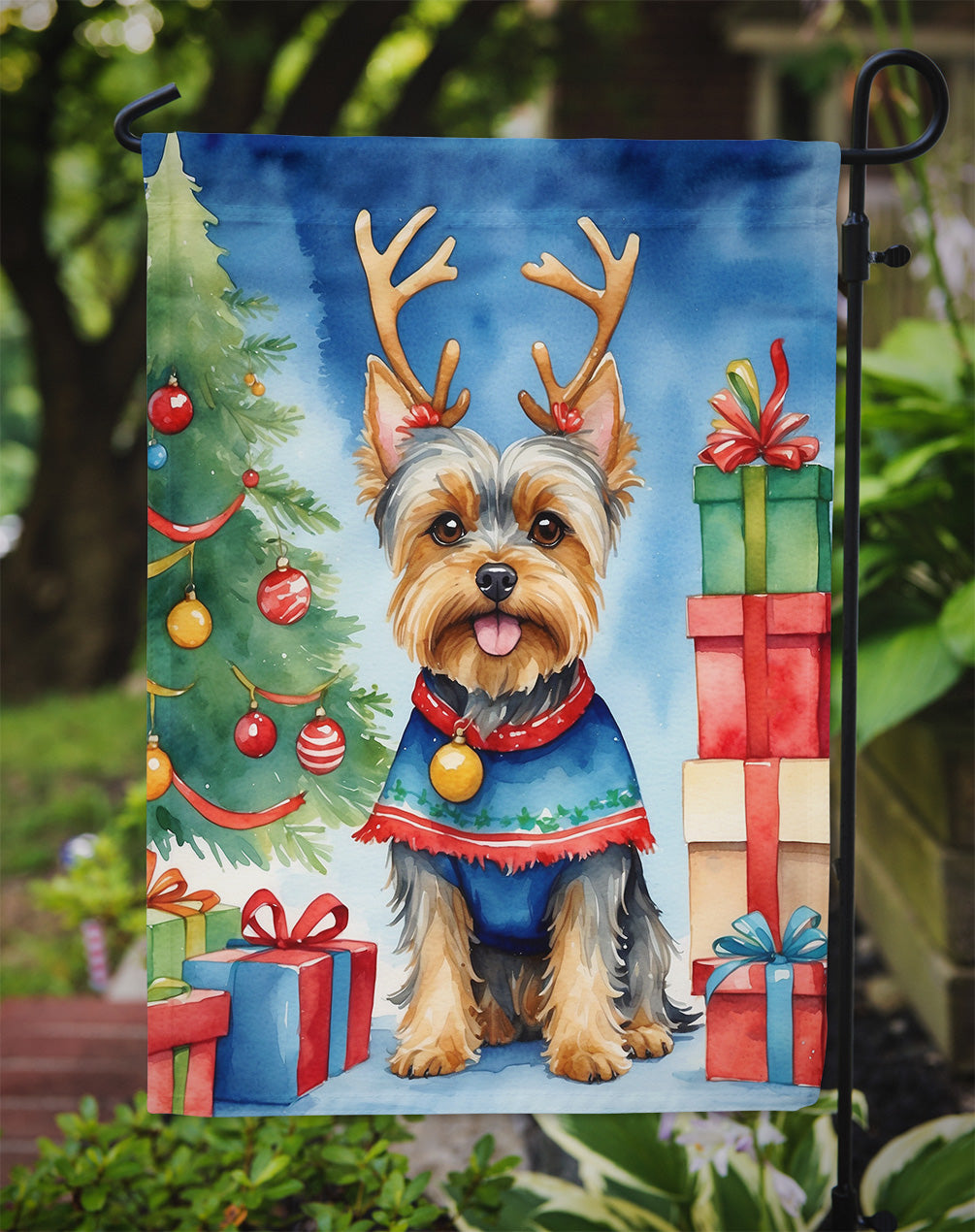 Yorkshire Terrier Yorkie Christmas Reindeer Garden Flag