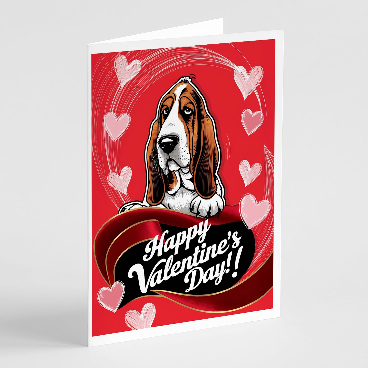 Buy this Basset Hound Happy Valentine's Day Greeting Cards Pack of 8