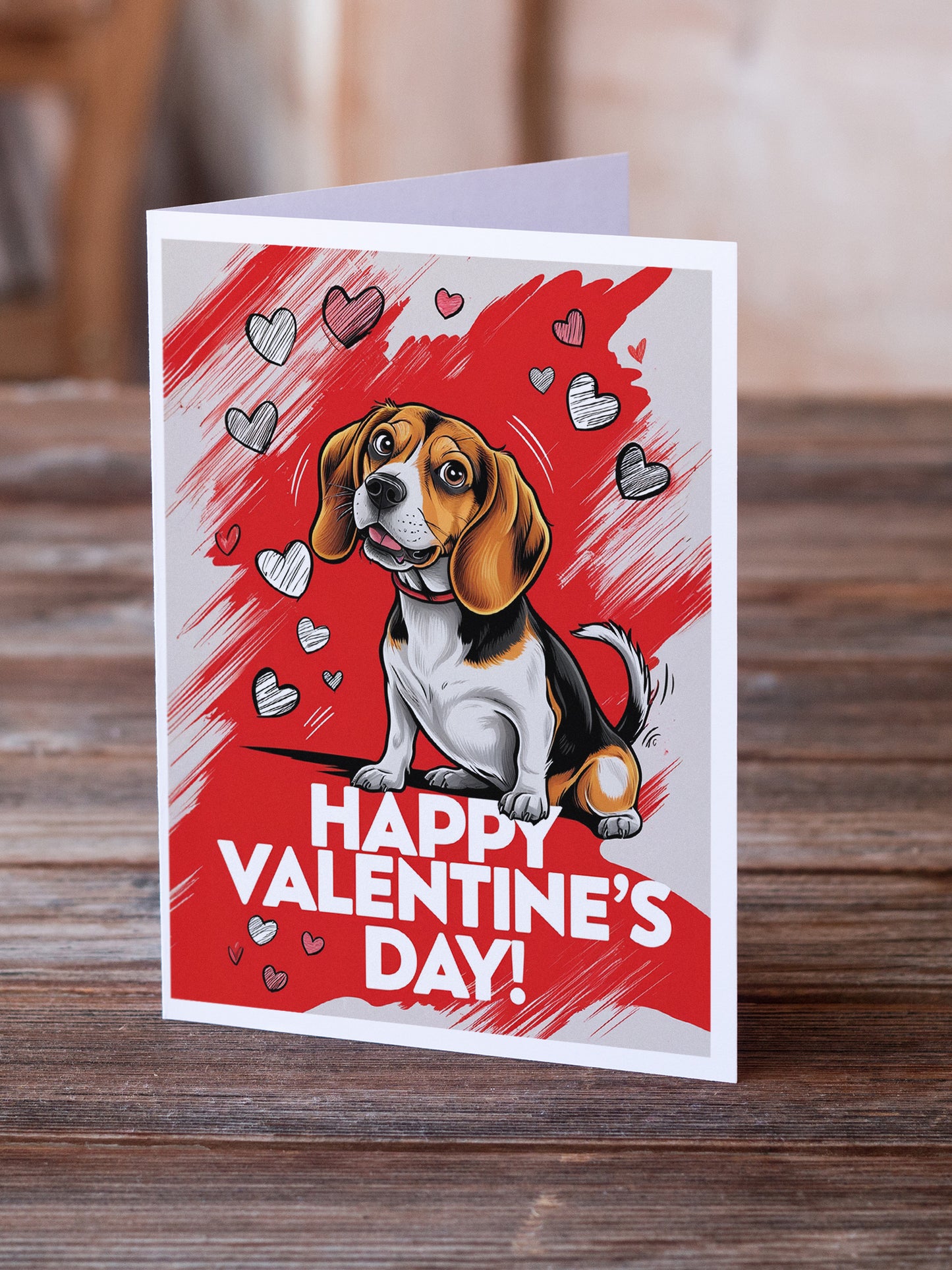 Beagle Happy Valentine's Day Greeting Cards Pack of 8