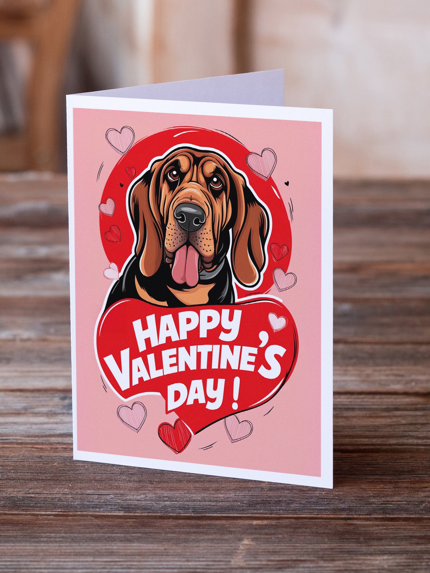 Bloodhound Happy Valentine's Day Greeting Cards Pack of 8