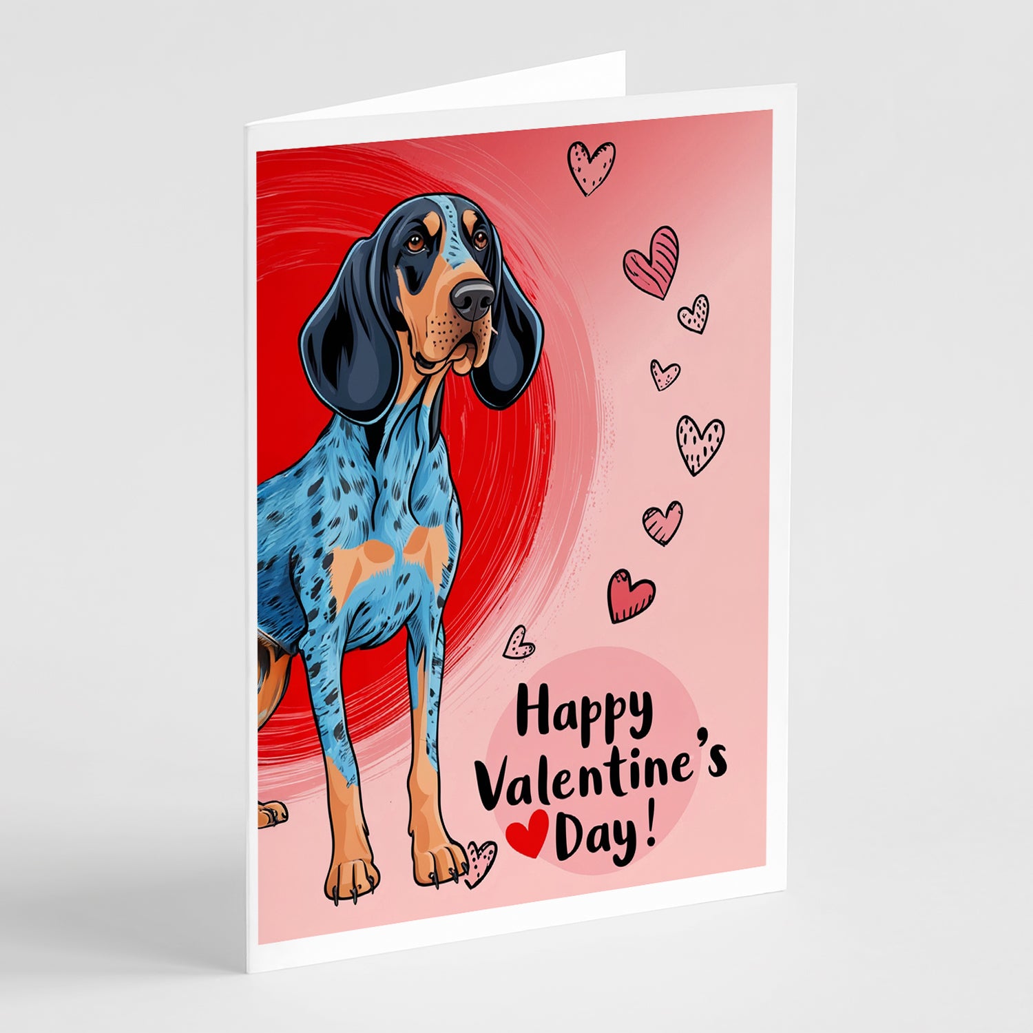 Buy this Bluetick Coonhound Happy Valentine's Day Greeting Cards Pack of 8