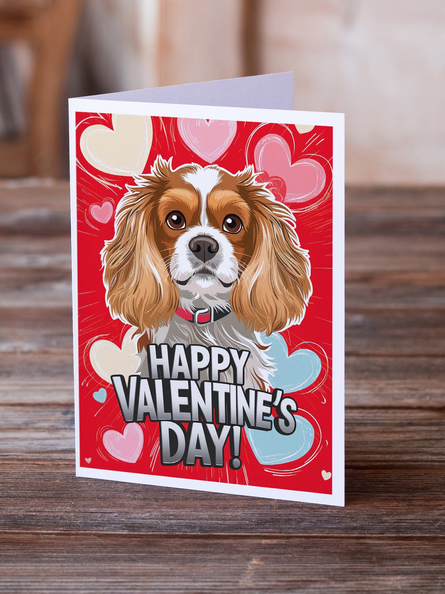 Cavalier Spaniel Happy Valentine's Day Greeting Cards Pack of 8
