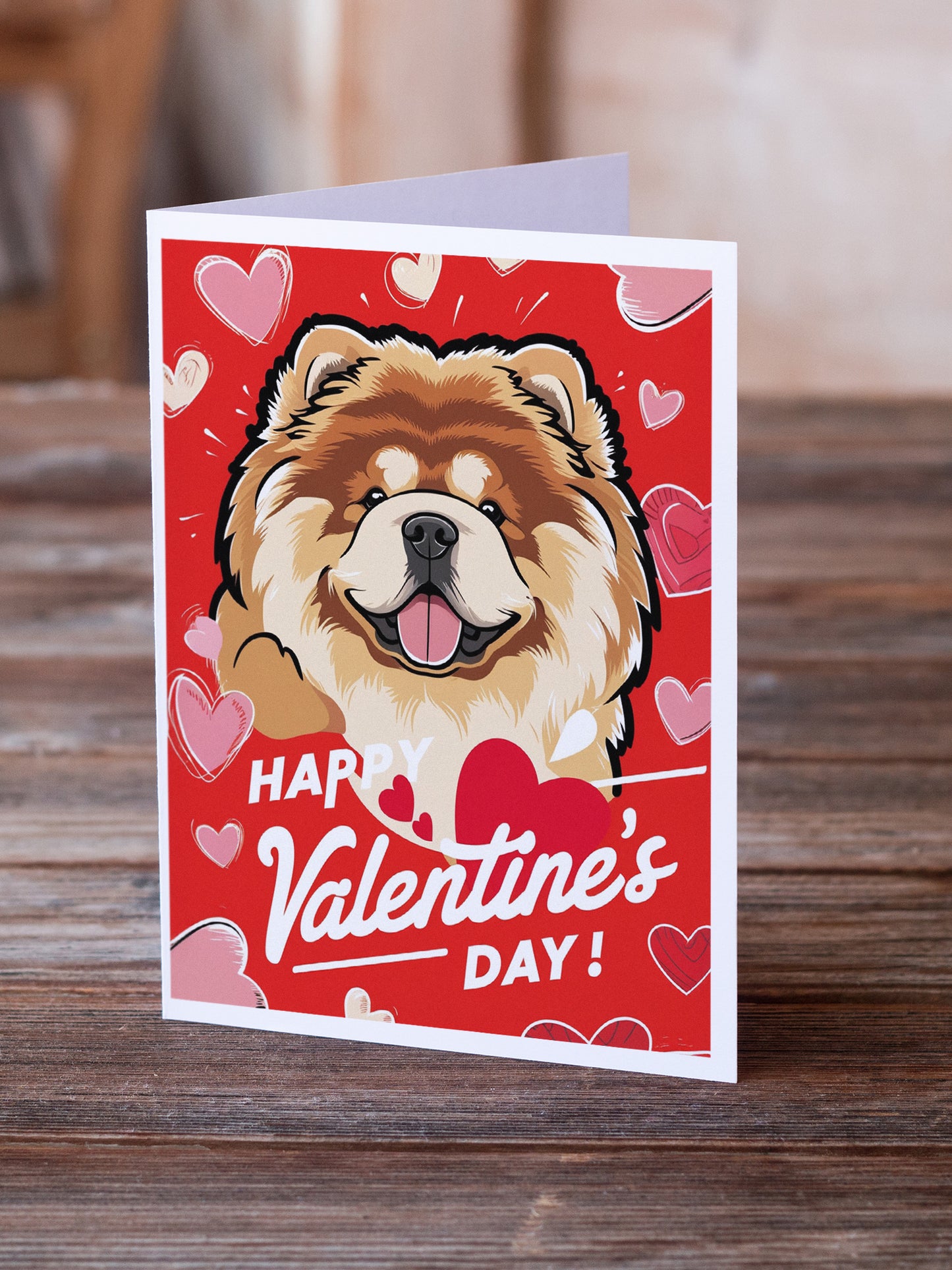Chow Chow Happy Valentine's Day Greeting Cards Pack of 8