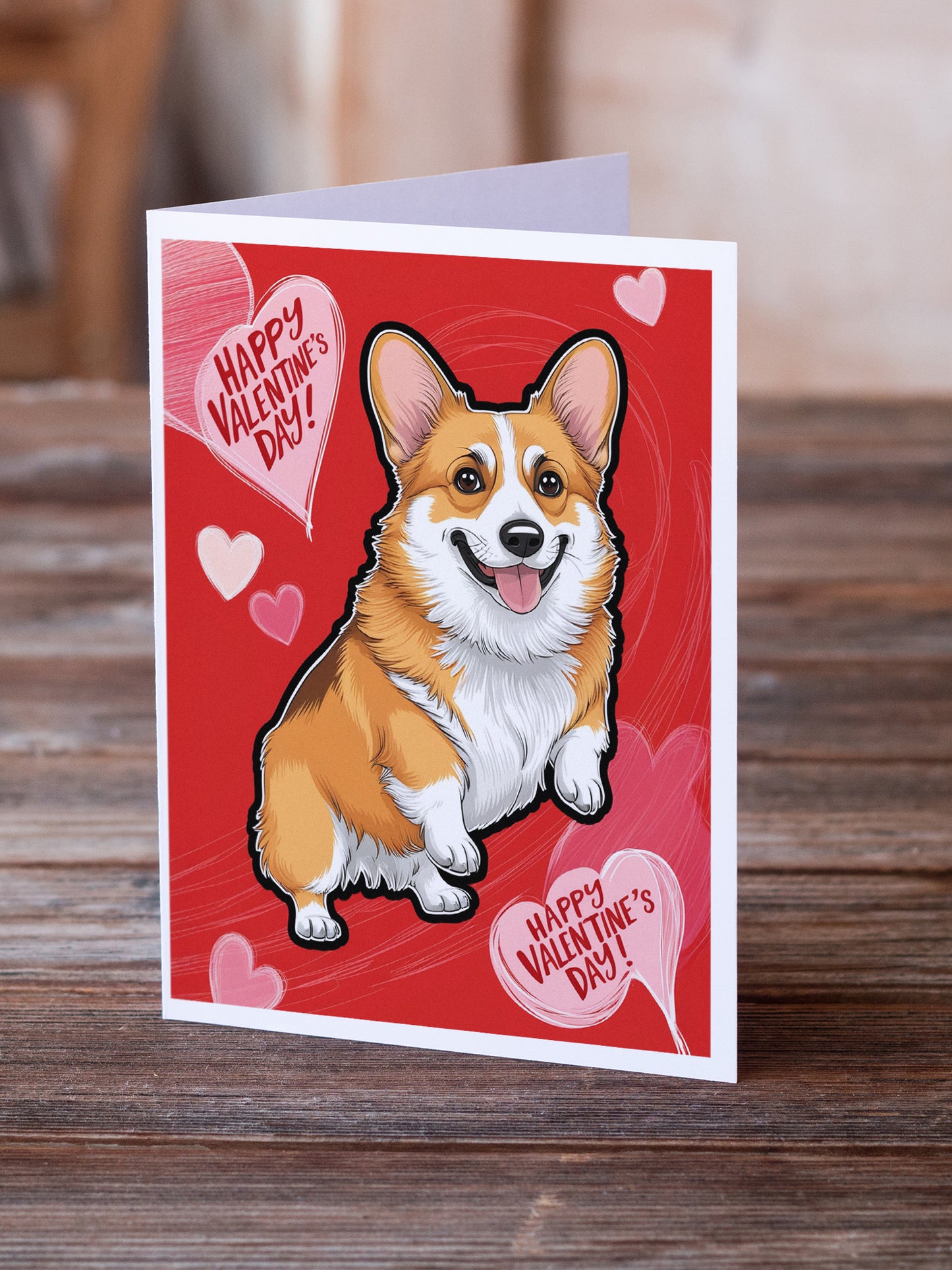 Corgi Happy Valentine's Day Greeting Cards Pack of 8