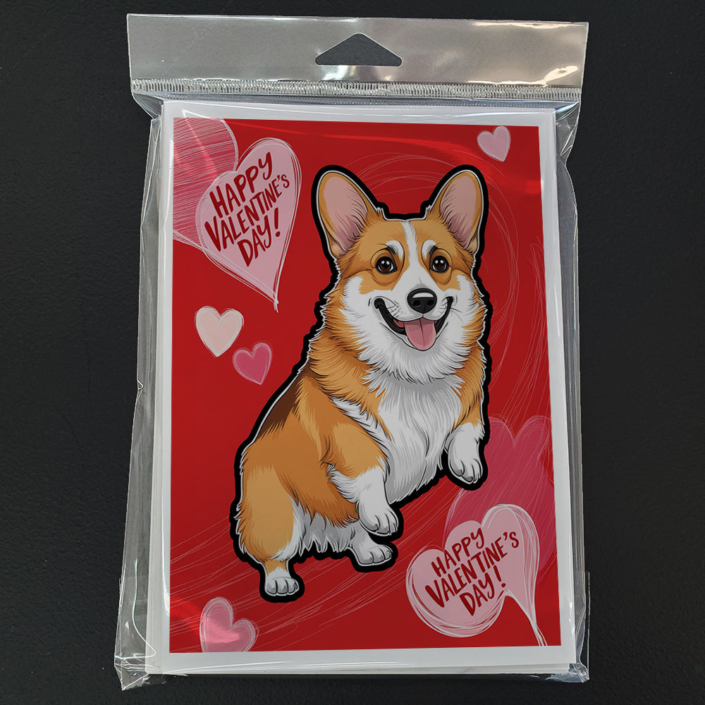 Corgi Happy Valentine's Day Greeting Cards Pack of 8