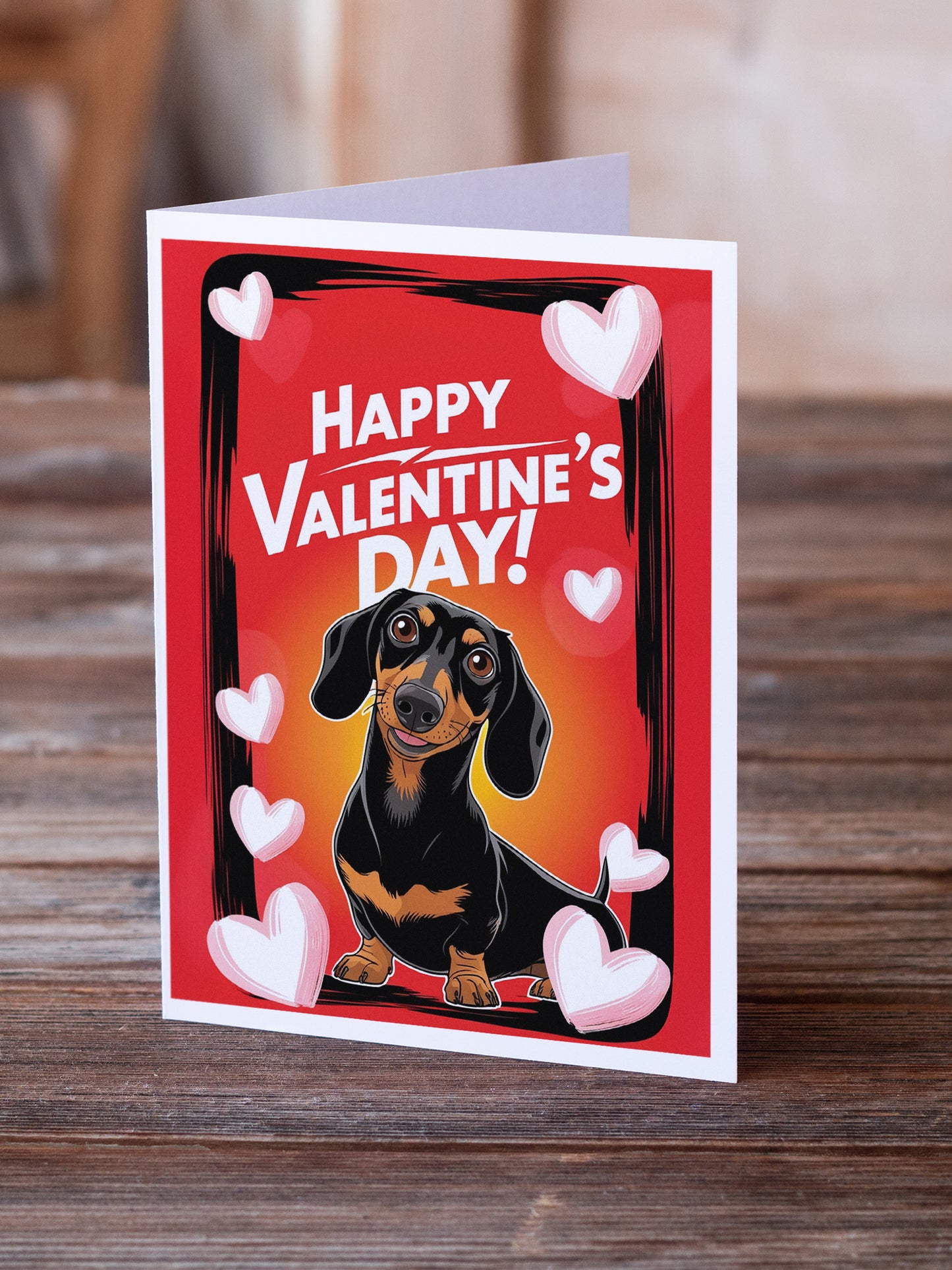 Dachshund Happy Valentine's Day Greeting Cards Pack of 8