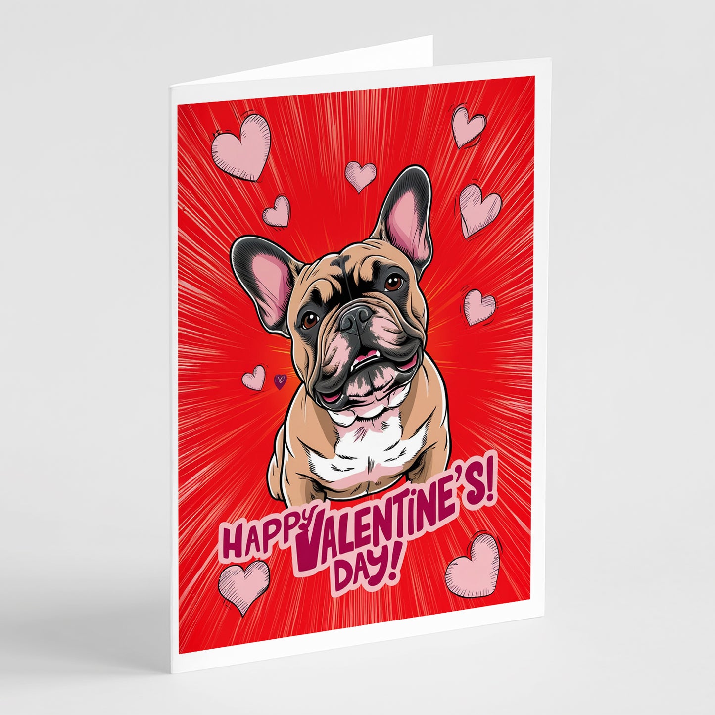 Buy this French Bulldog Happy Valentine's Day Greeting Cards Pack of 8