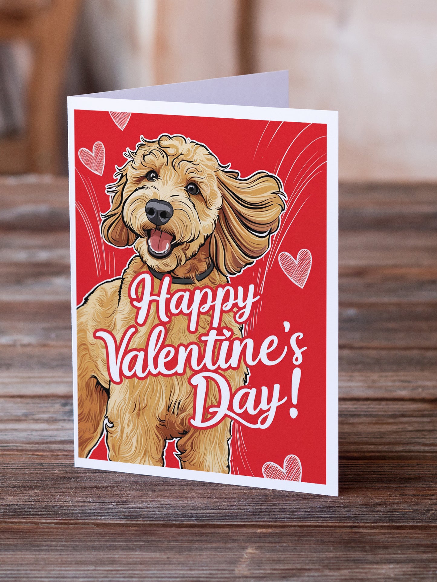 Goldendoodle Happy Valentine's Day Greeting Cards Pack of 8