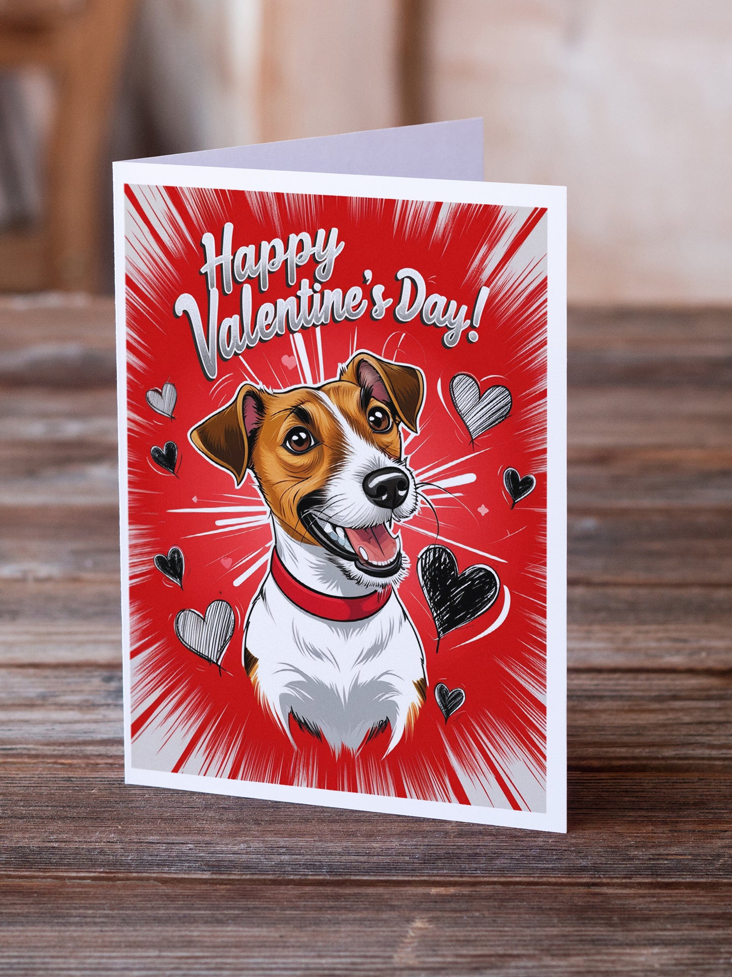 Jack Russell Terrier Happy Valentine's Day Greeting Cards Pack of 8