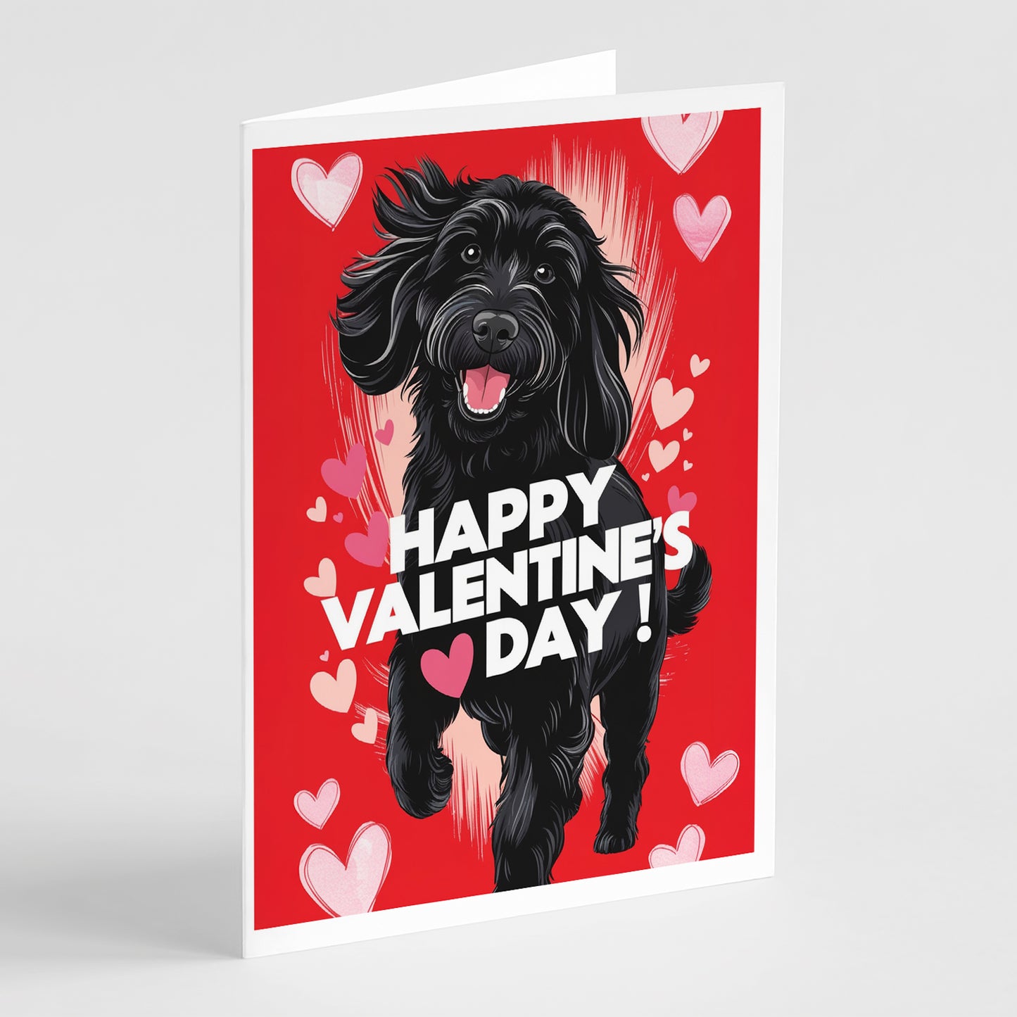 Buy this Black Labradoodle Happy Valentine's Day Greeting Cards Pack of 8