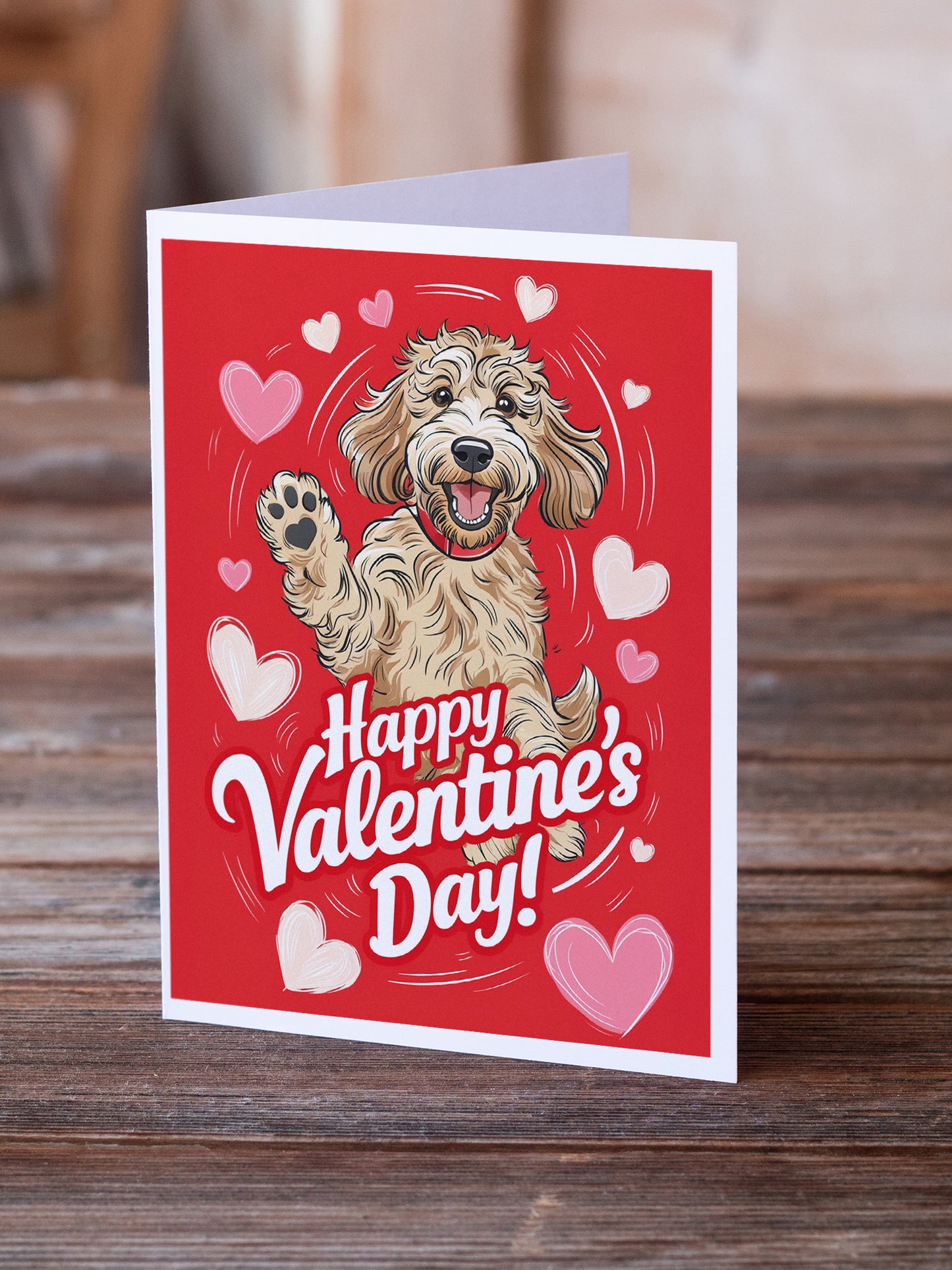 Labradoodle Happy Valentine's Day Greeting Cards Pack of 8