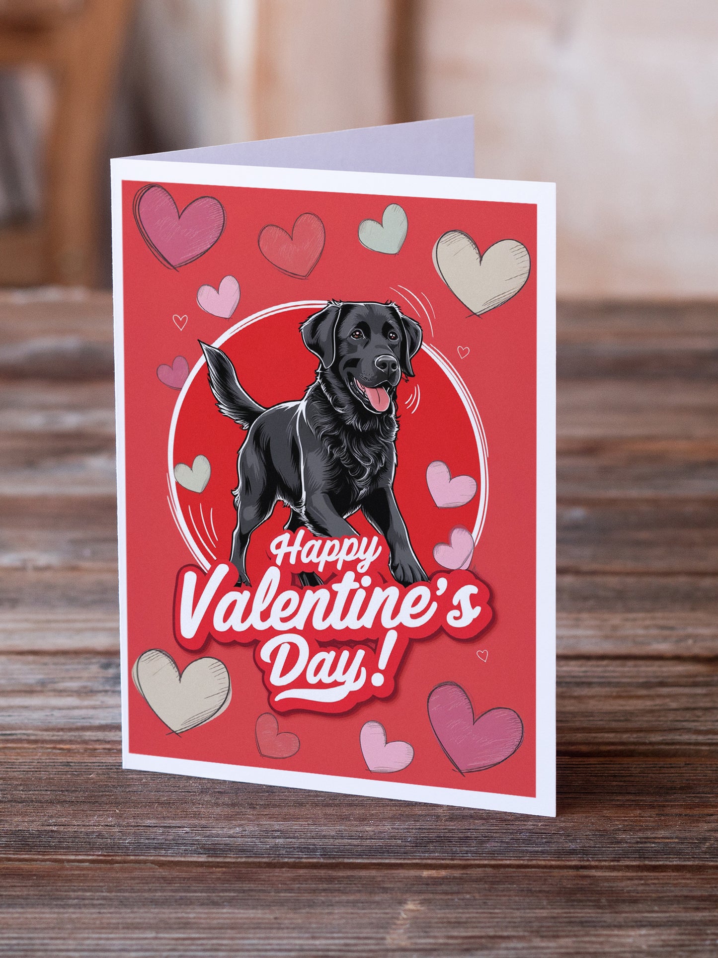 Black Labrador Retriever Happy Valentine's Day Greeting Cards Pack of 8