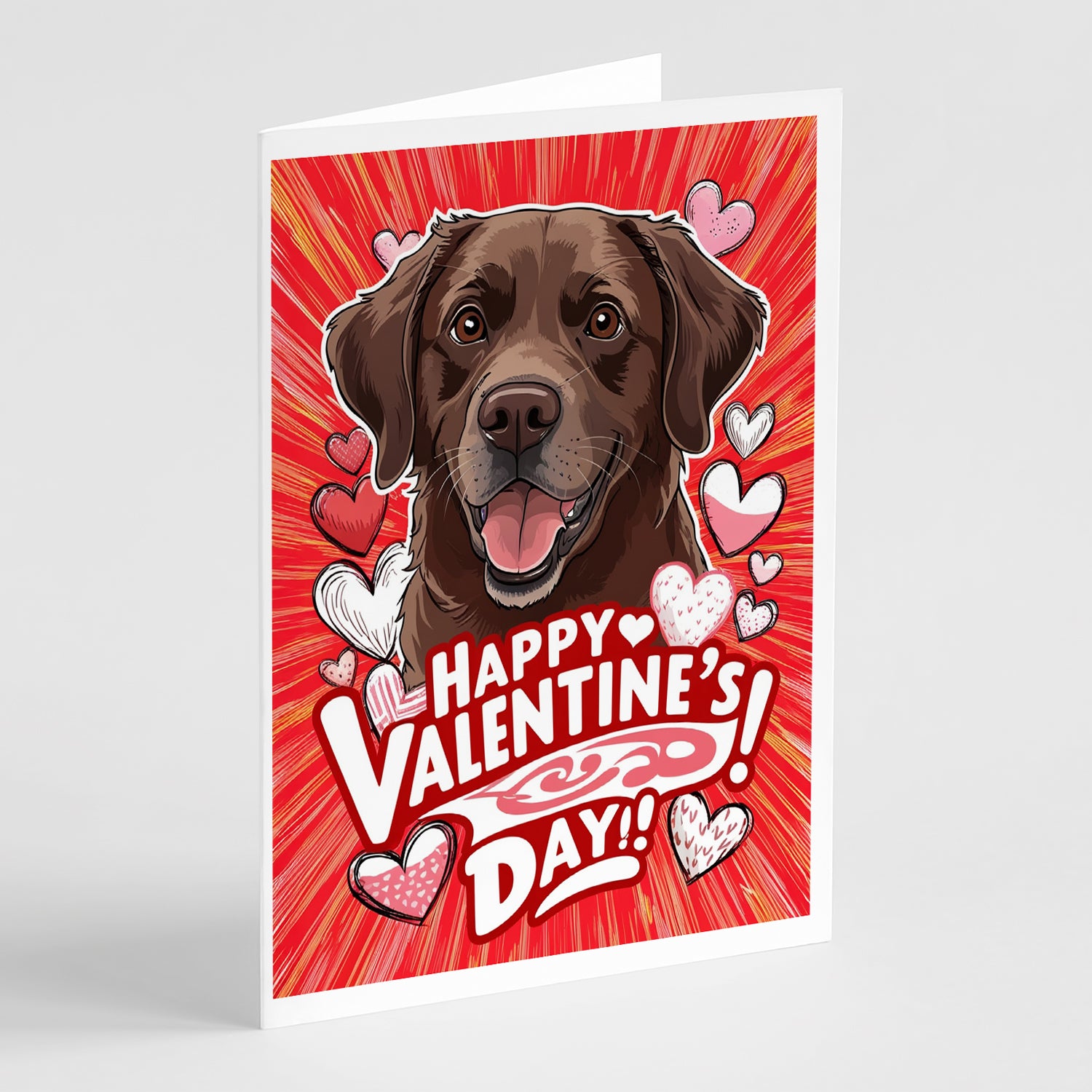 Buy this Chocolate Labrador Retriever Happy Valentine's Day Greeting Cards Pack of 8