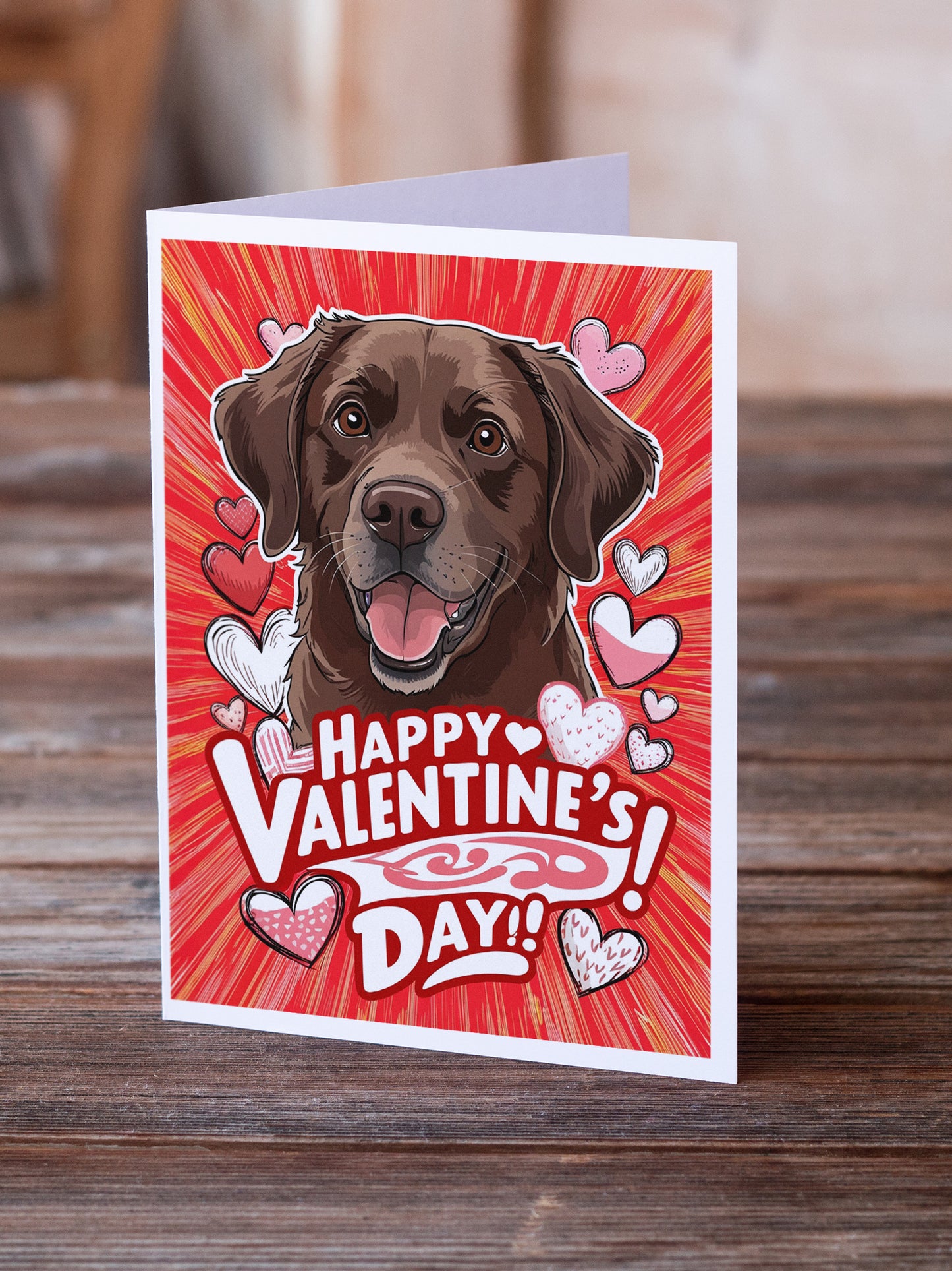 Chocolate Labrador Retriever Happy Valentine's Day Greeting Cards Pack of 8