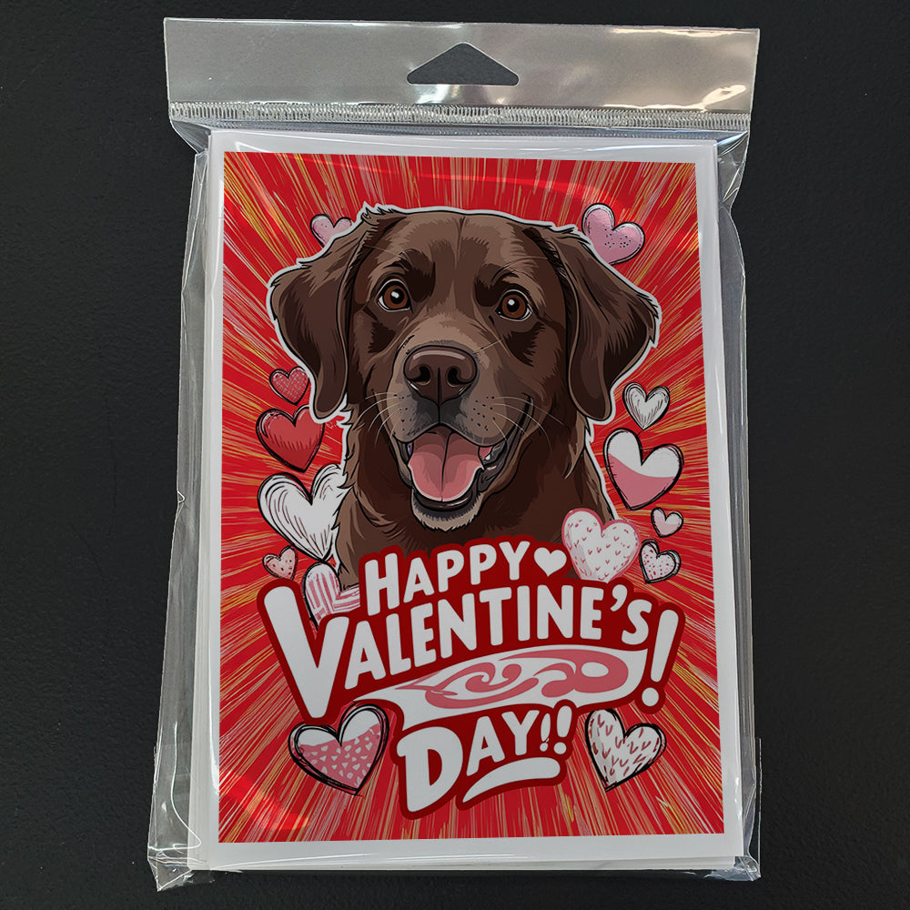 Chocolate Labrador Retriever Happy Valentine's Day Greeting Cards Pack of 8