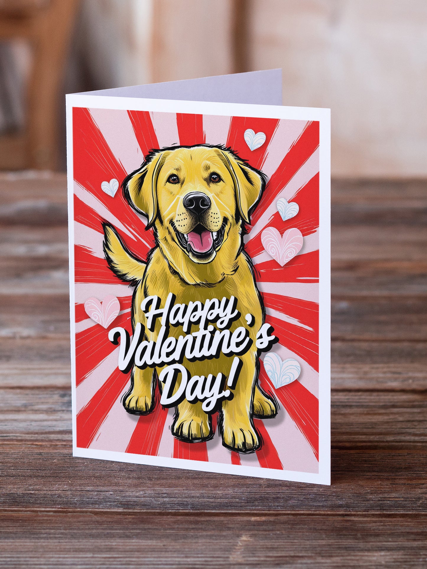 Yellow Labrador Retriever Happy Valentine's Day Greeting Cards Pack of 8