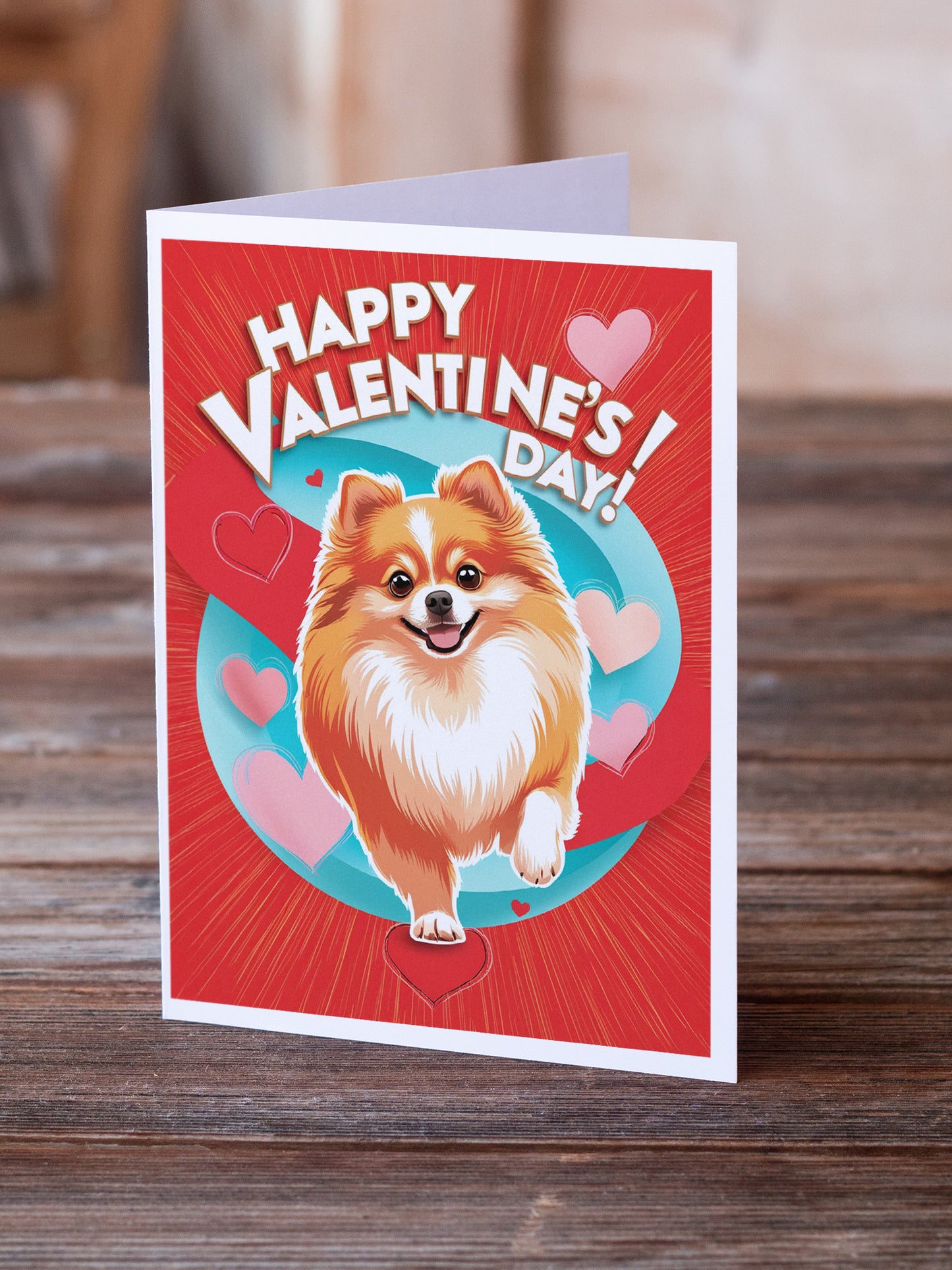 Pomeranian Happy Valentine's Day Greeting Cards Pack of 8