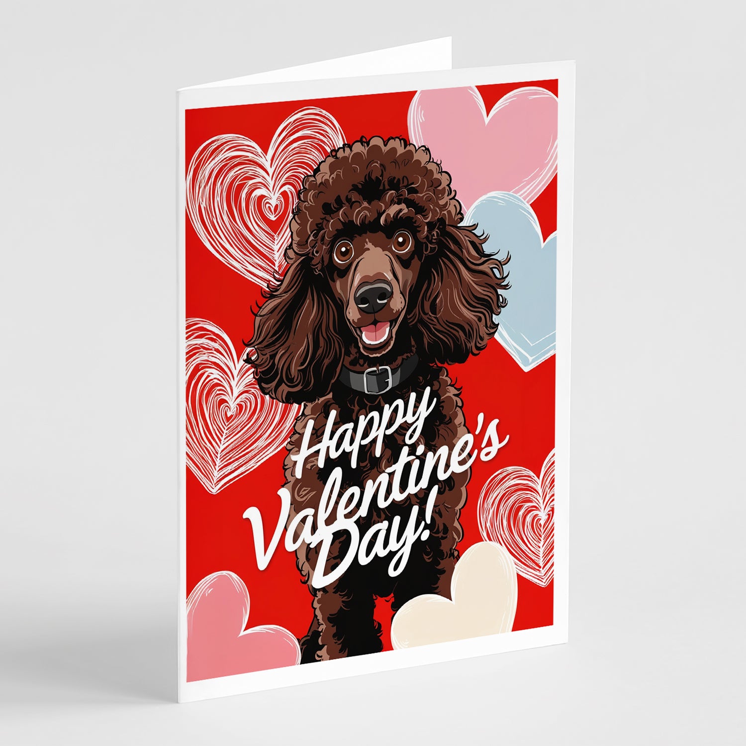 Buy this Chocolate Standard Poodle Happy Valentine's Day Greeting Cards Pack of 8