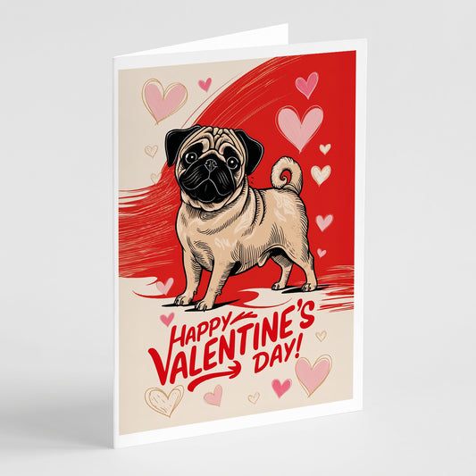 Buy this Pug Happy Valentine's Day Greeting Cards Pack of 8
