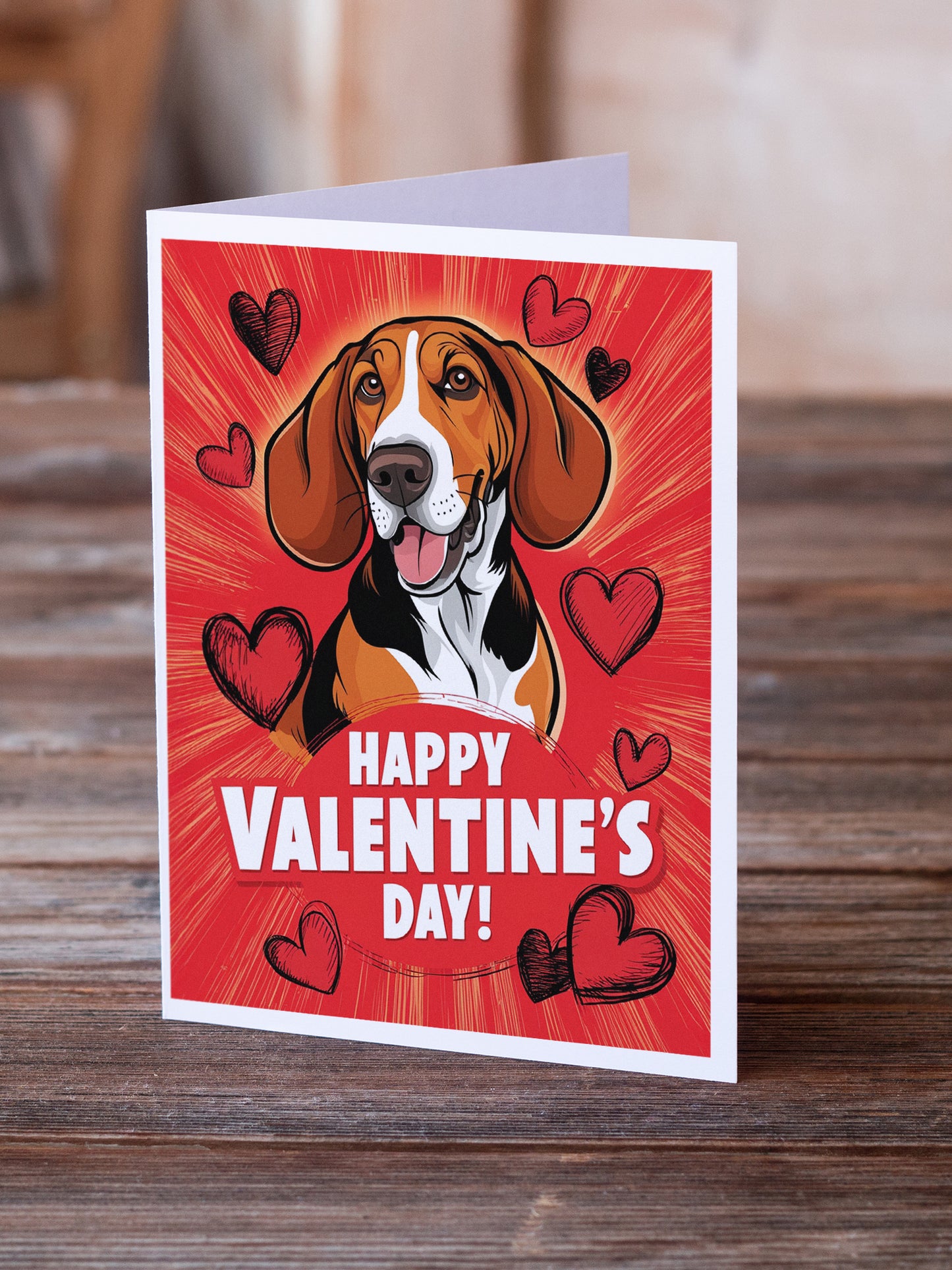 Redbone Coonhound Happy Valentine's Day Greeting Cards Pack of 8