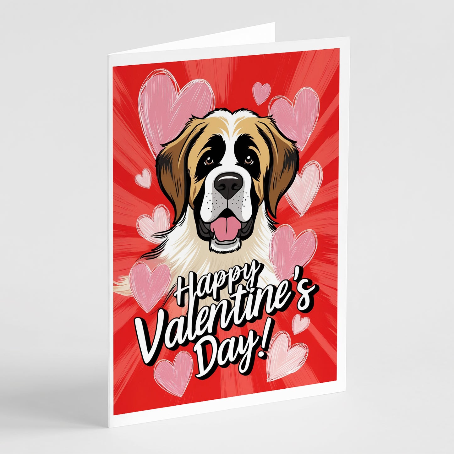 Buy this Saint Bernard Happy Valentine's Day Greeting Cards Pack of 8