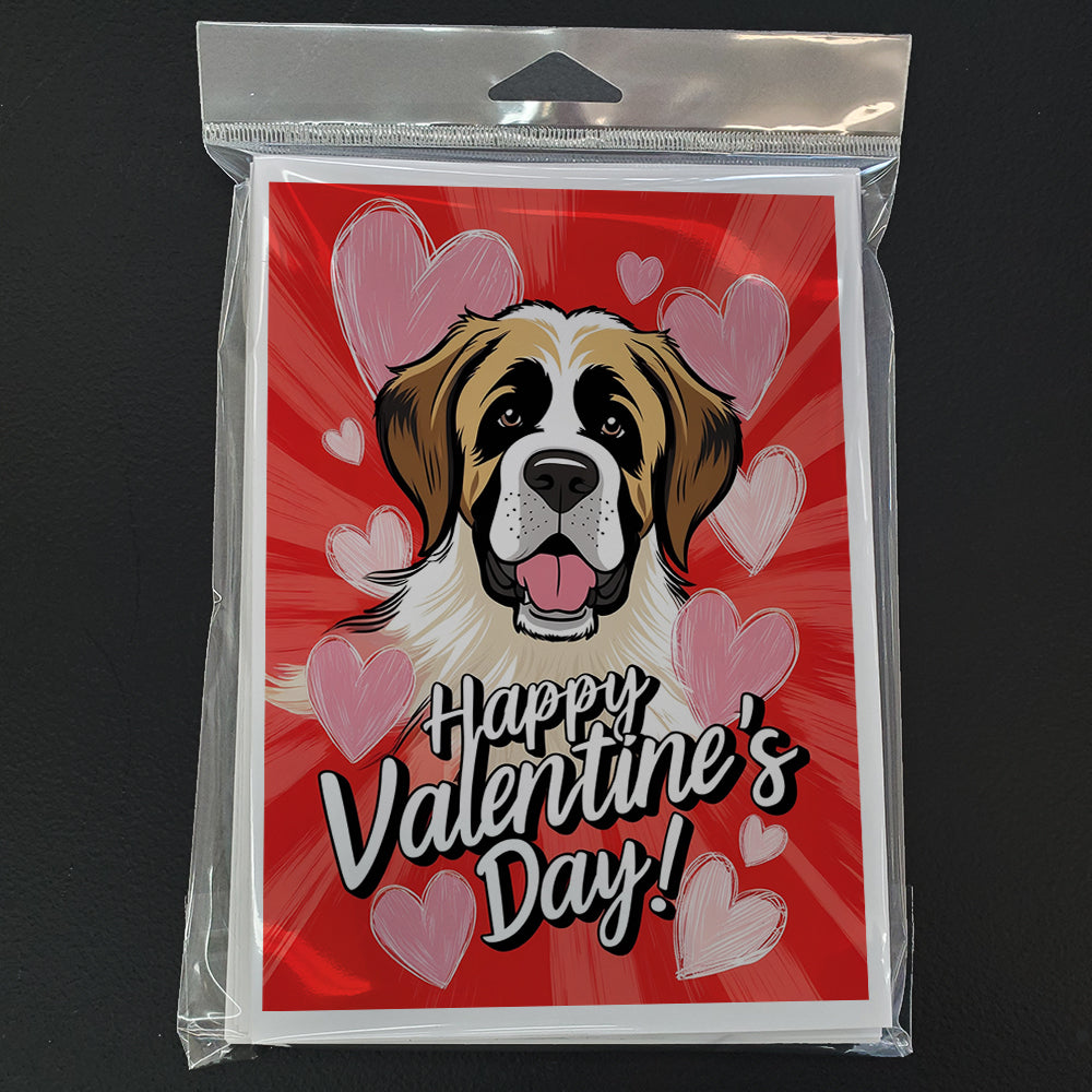 Saint Bernard Happy Valentine's Day Greeting Cards Pack of 8