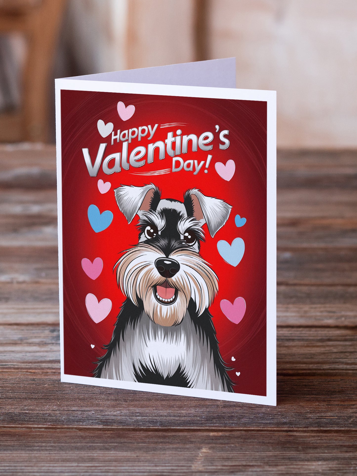 Schnauzer Happy Valentine's Day Greeting Cards Pack of 8