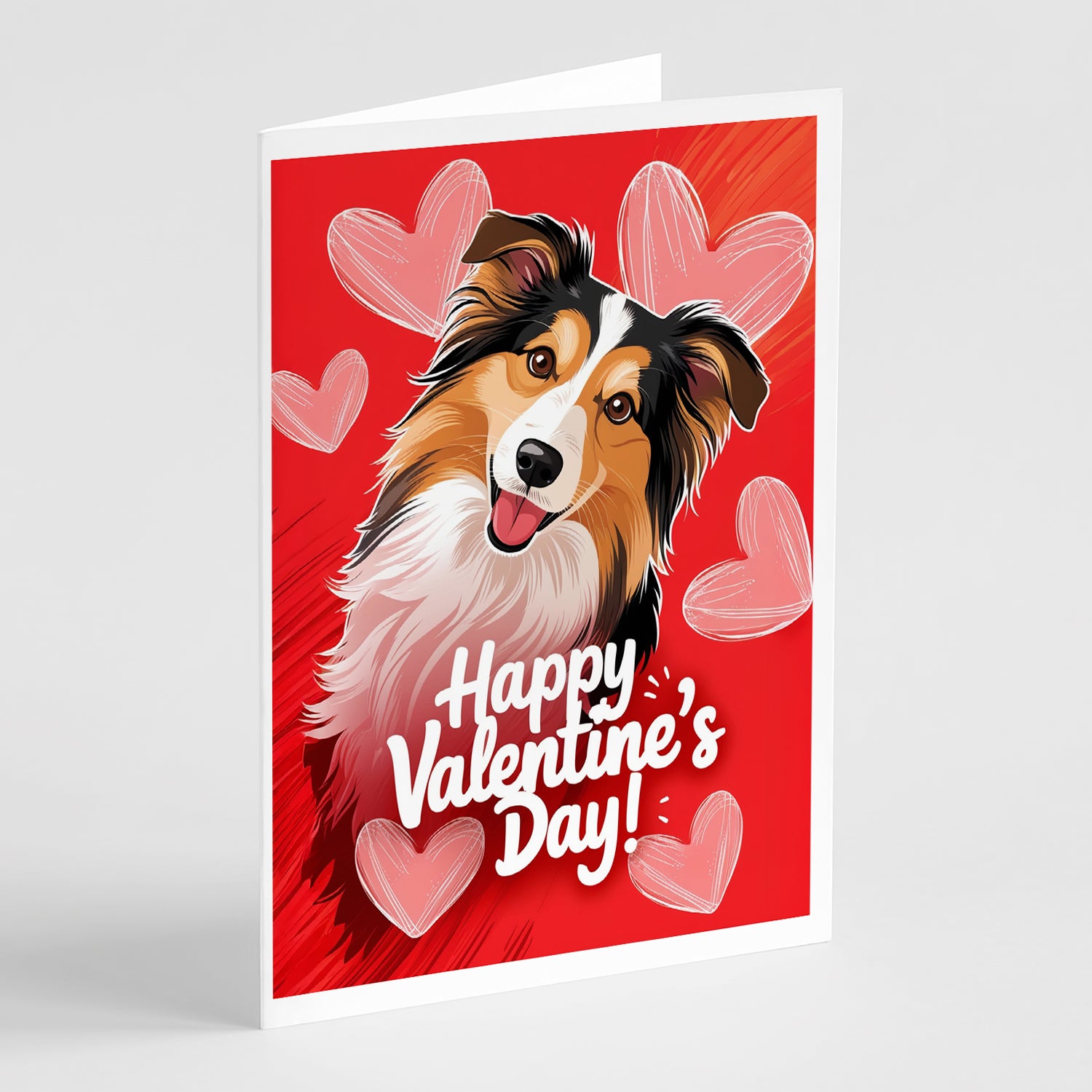 Buy this Sheltie Happy Valentine's Day Greeting Cards Pack of 8