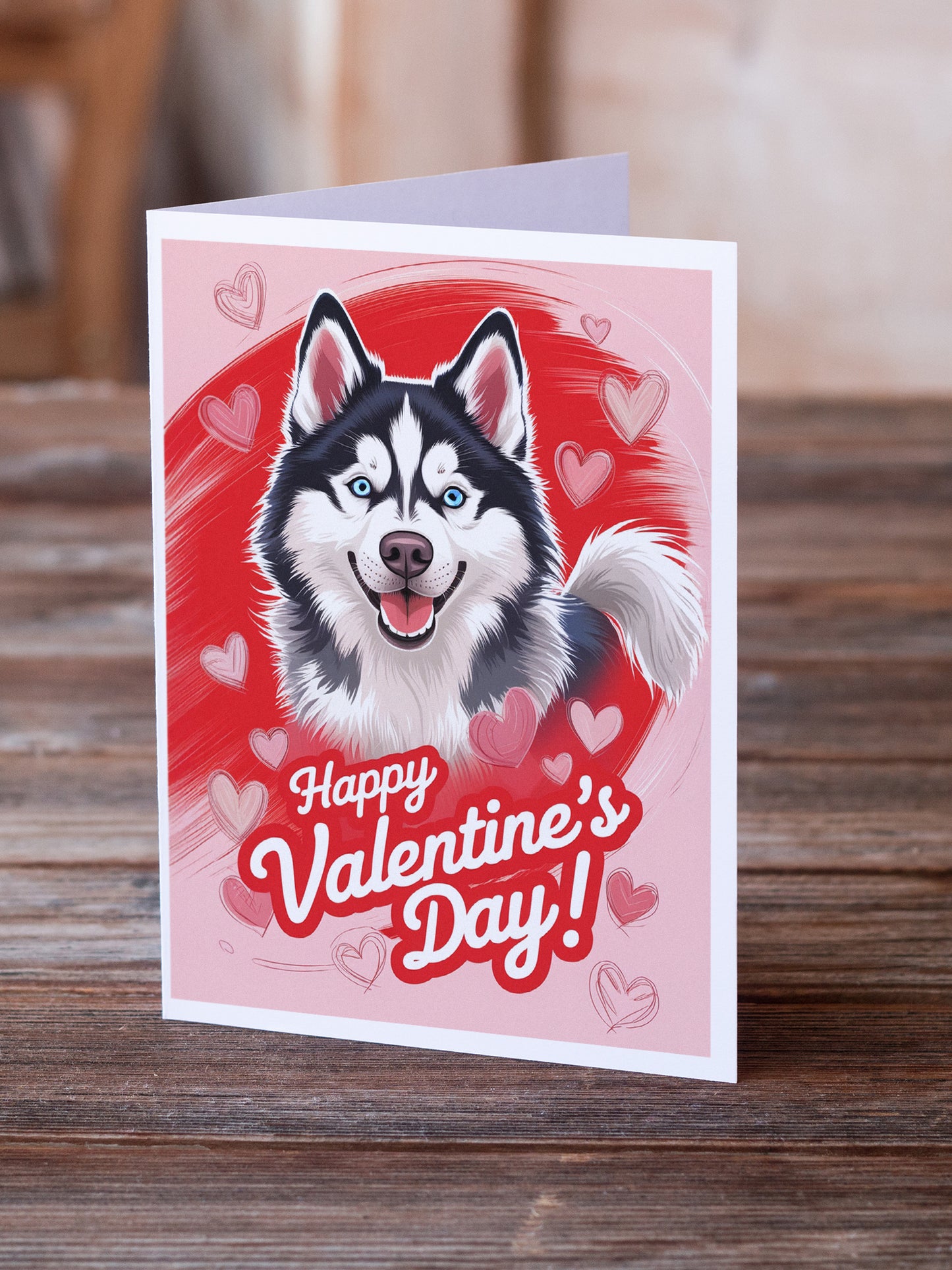 Siberian Husky Happy Valentine's Day Greeting Cards Pack of 8