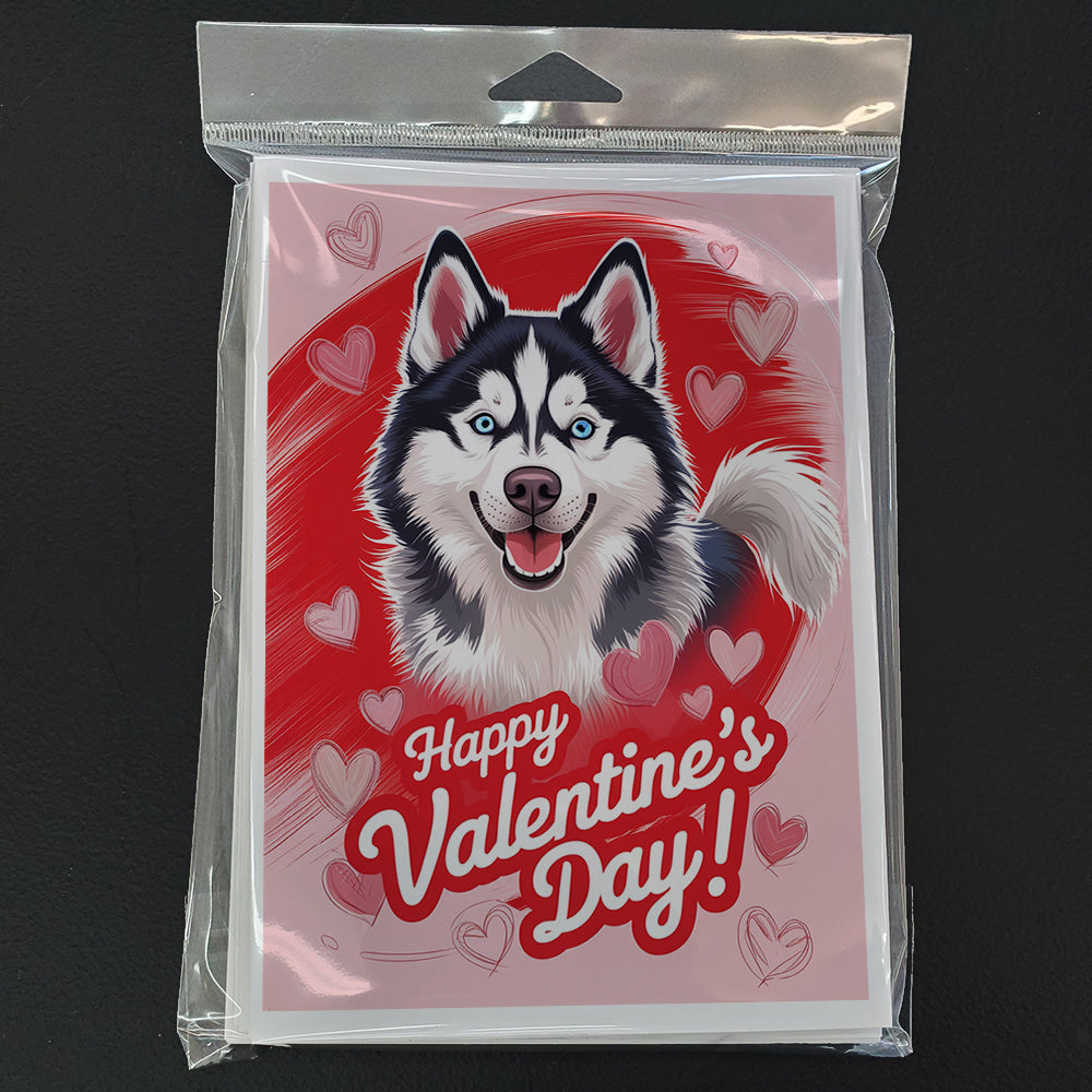 Siberian Husky Happy Valentine's Day Greeting Cards Pack of 8