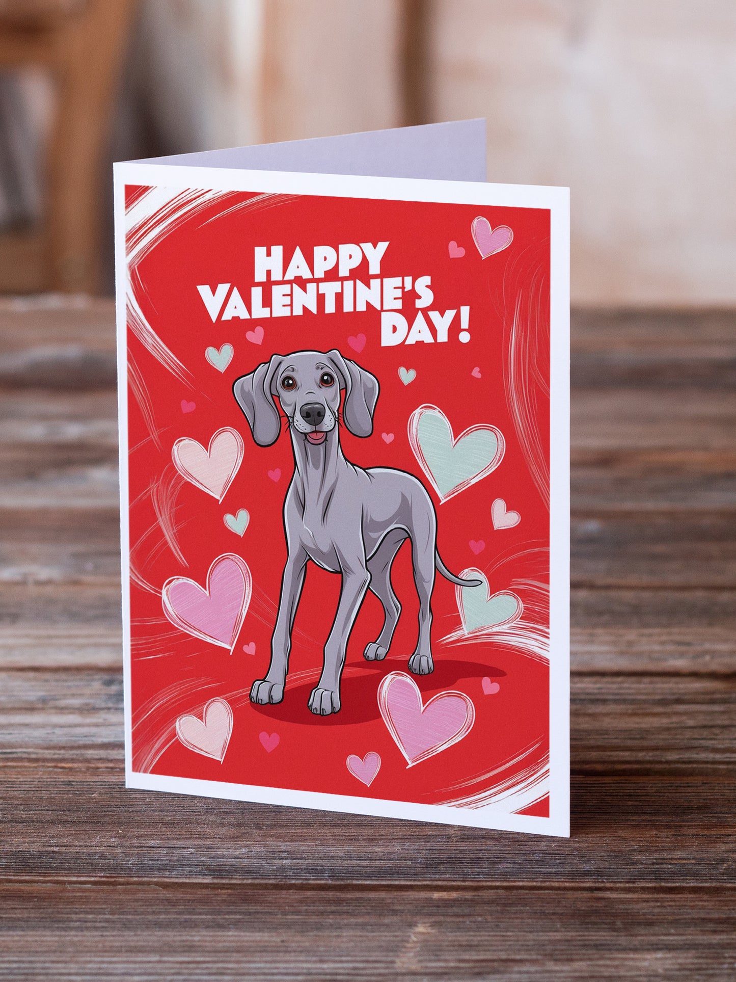Weimaraner Happy Valentine's Day Greeting Cards Pack of 8