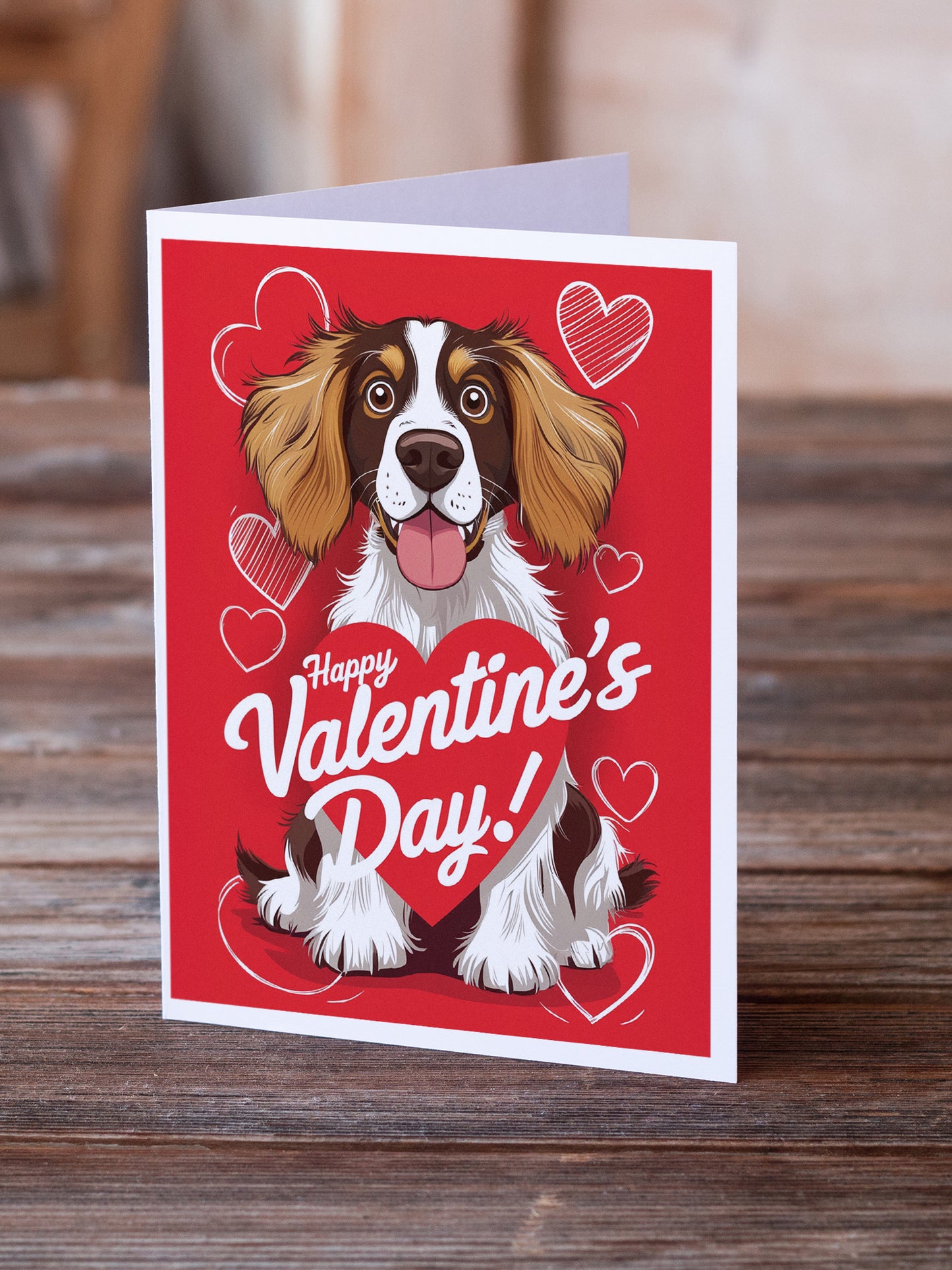 Welsh Springer Spaniel Happy Valentine's Day Greeting Cards Pack of 8
