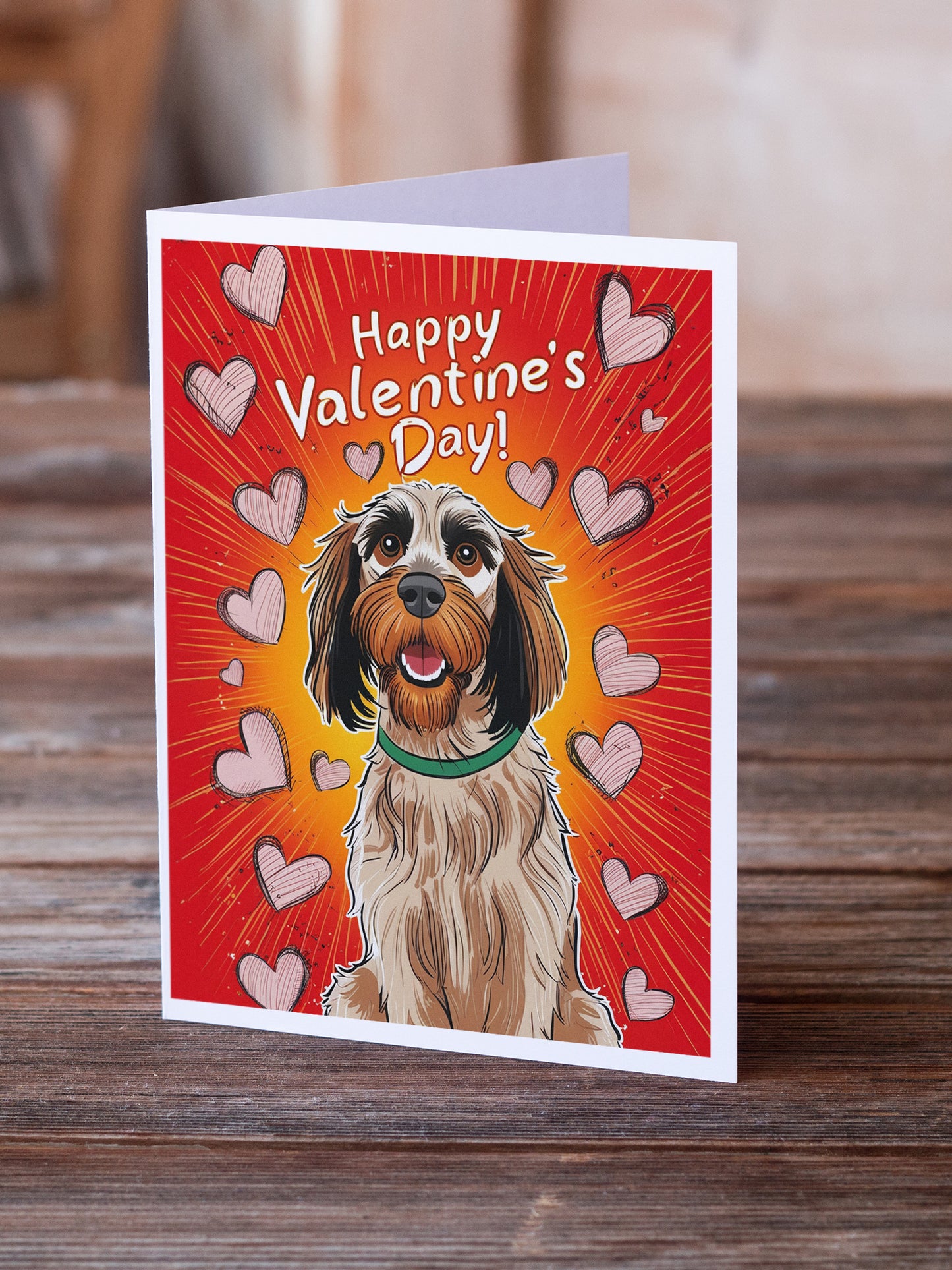 Wirehaired Pointing Griffon Happy Valentine's Day Greeting Cards Pack of 8