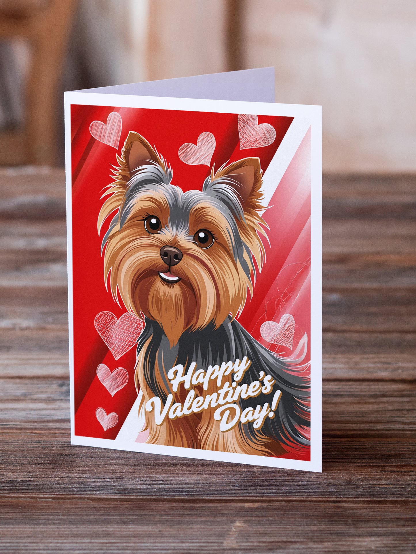 Yorkshire Terrier Happy Valentine's Day Greeting Cards Pack of 8