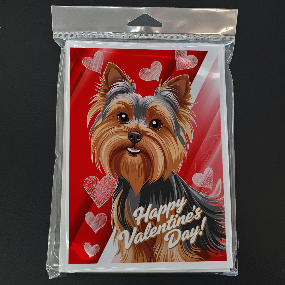 Yorkshire Terrier Happy Valentine's Day Greeting Cards Pack of 8