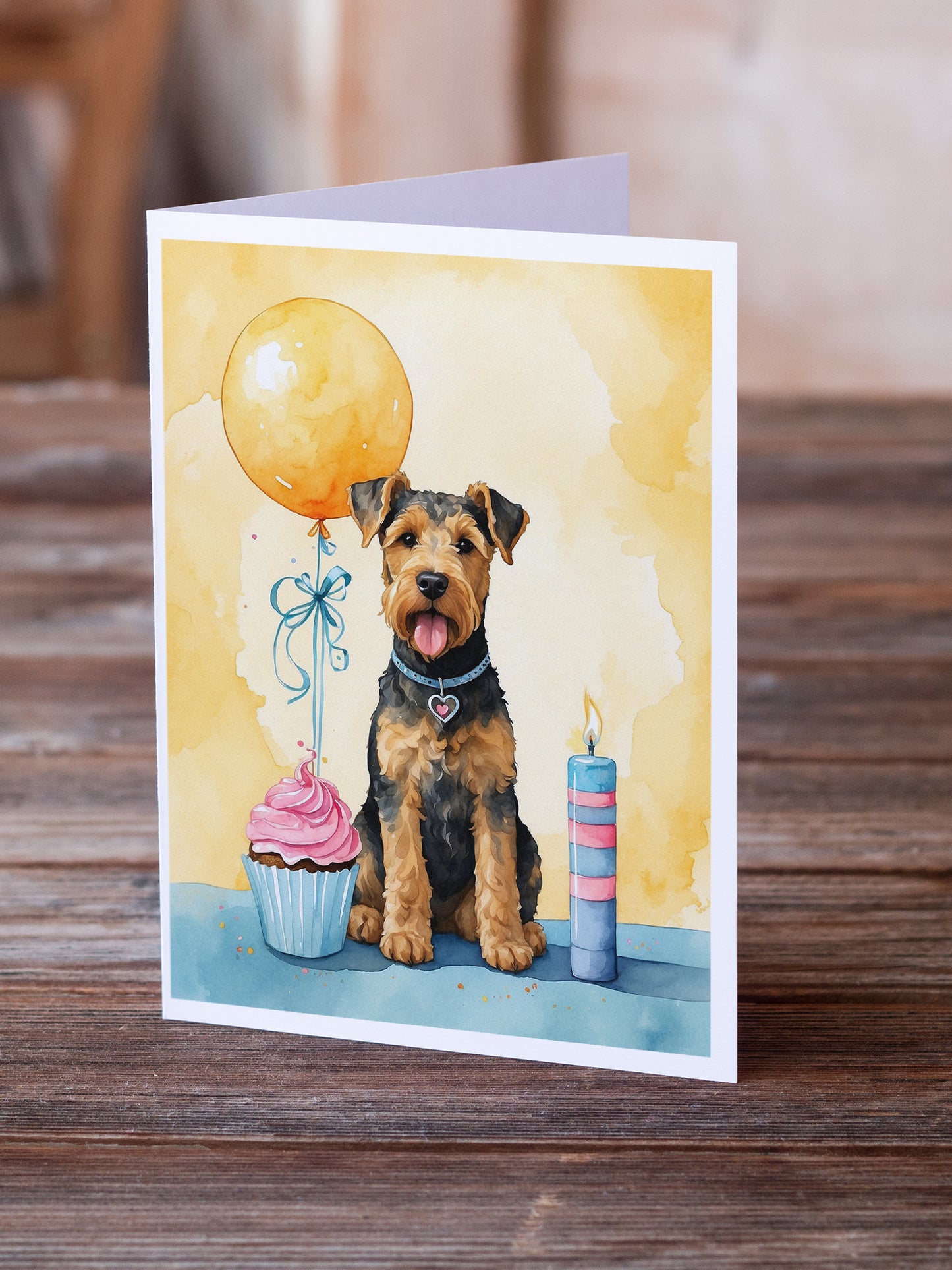 Airedale Terrier Happy Birthday Greeting Cards Pack of 8
