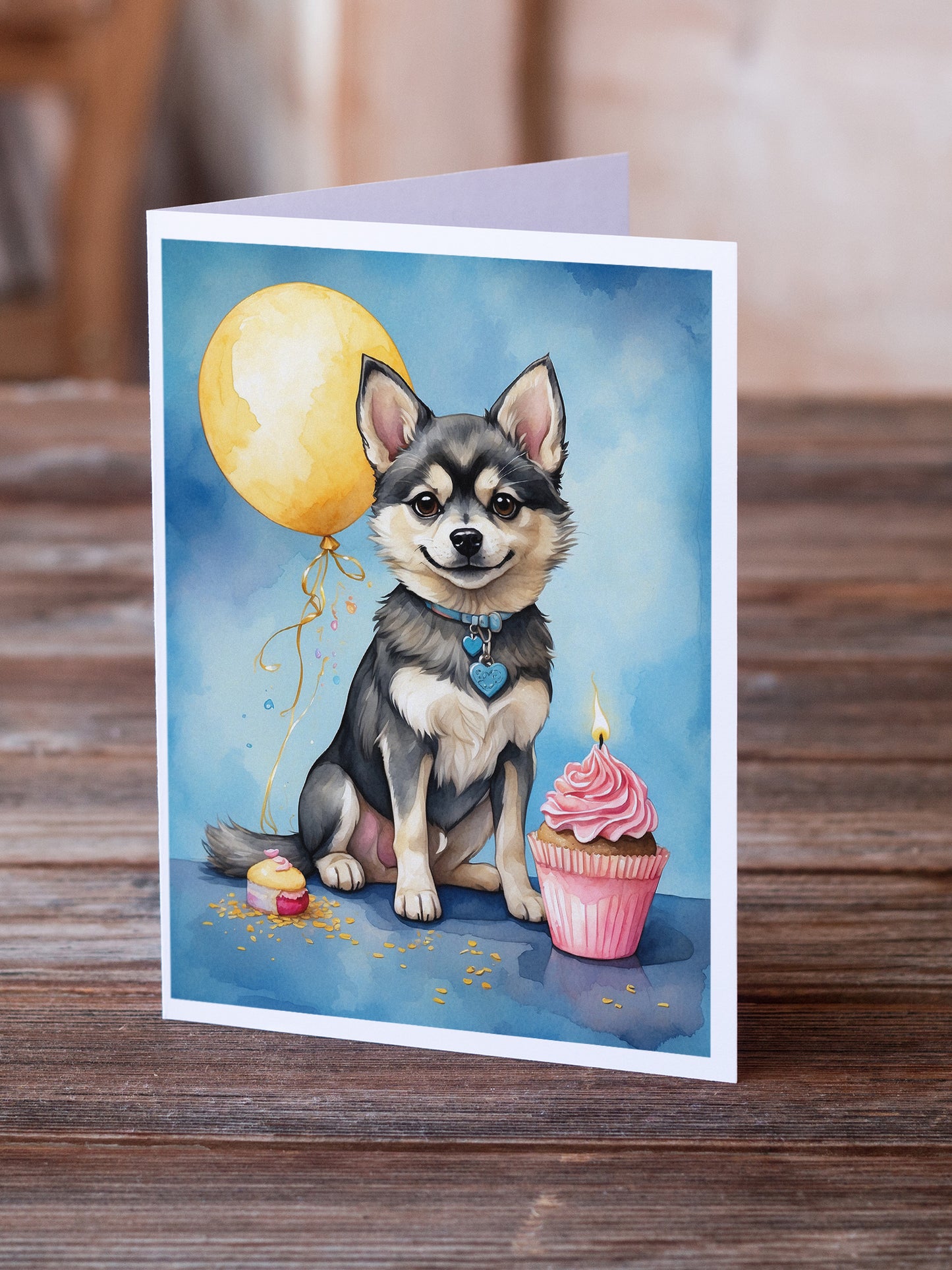 Alaskan Klee Kai Happy Birthday Greeting Cards Pack of 8