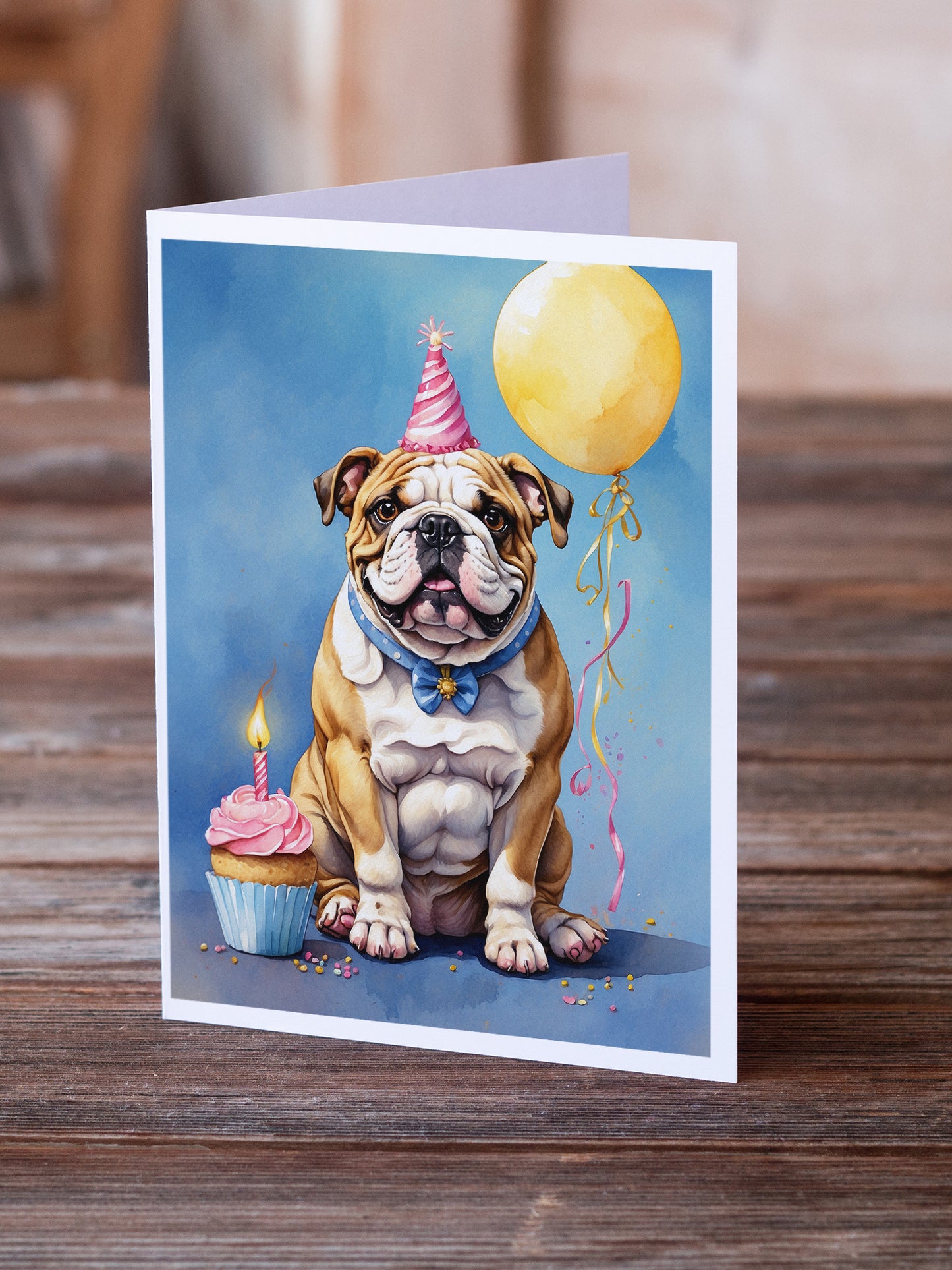 English Bulldog Happy Birthday Greeting Cards Pack of 8