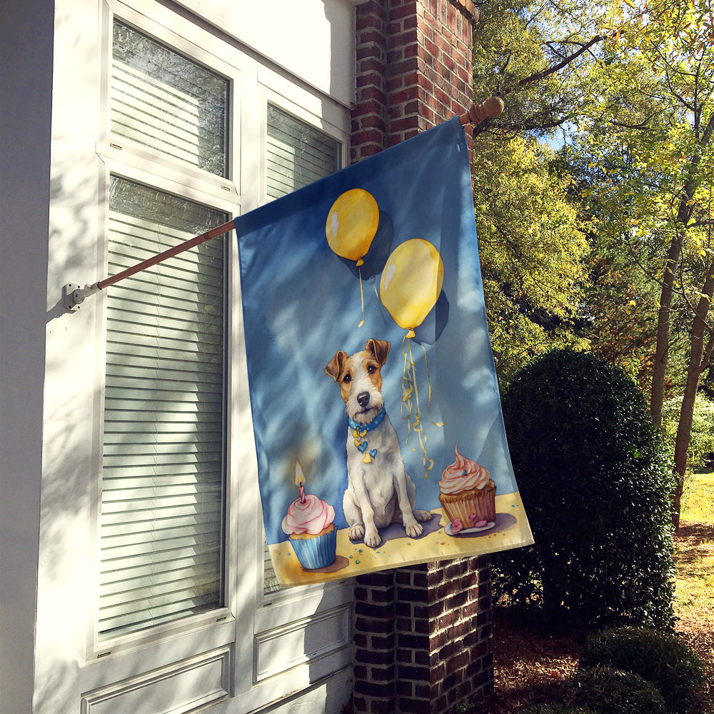 Fox Terrier Happy Birthday House Flag