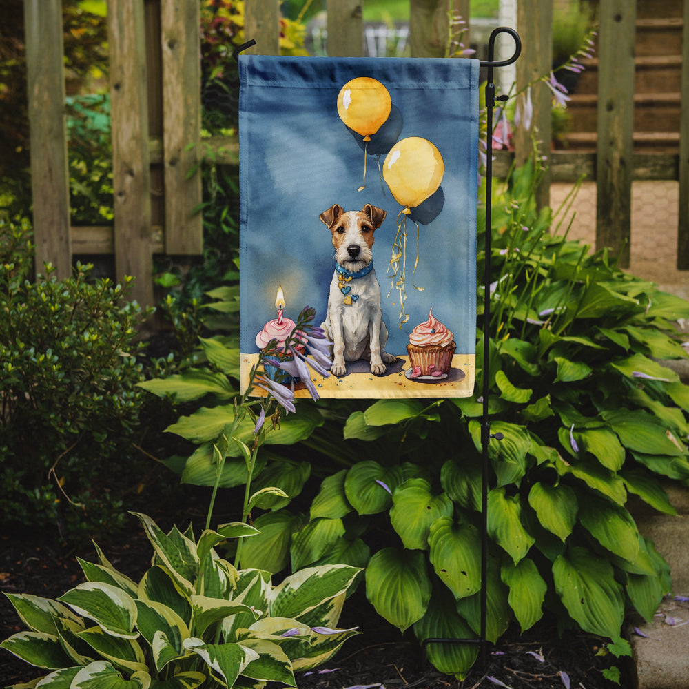 Fox Terrier Happy Birthday Garden Flag