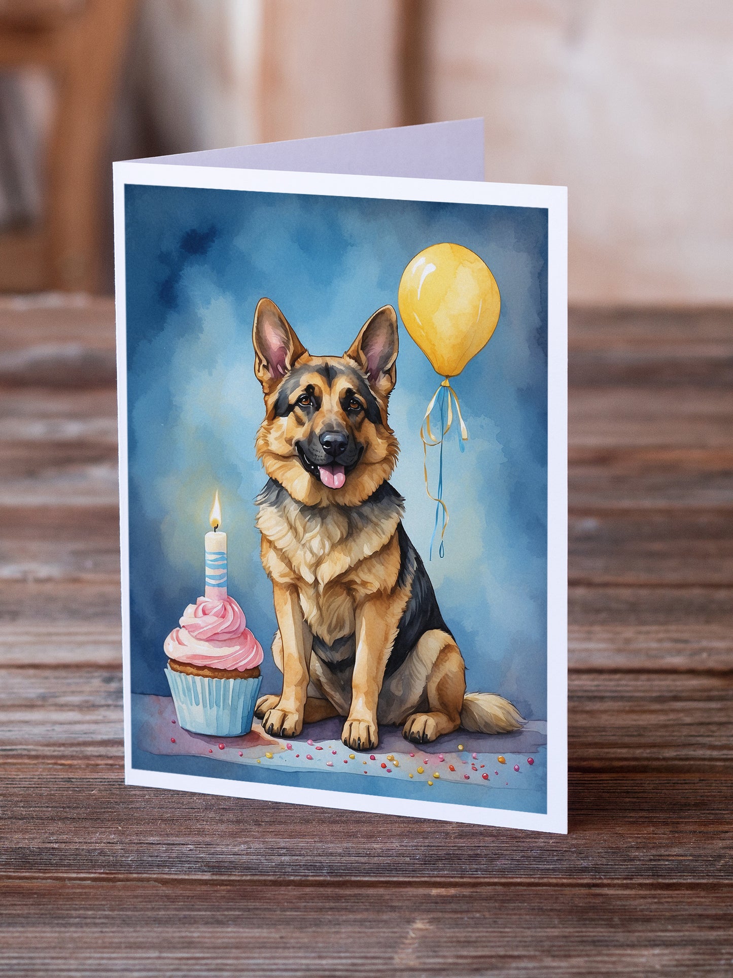 German Shepherd Happy Birthday Greeting Cards Pack of 8