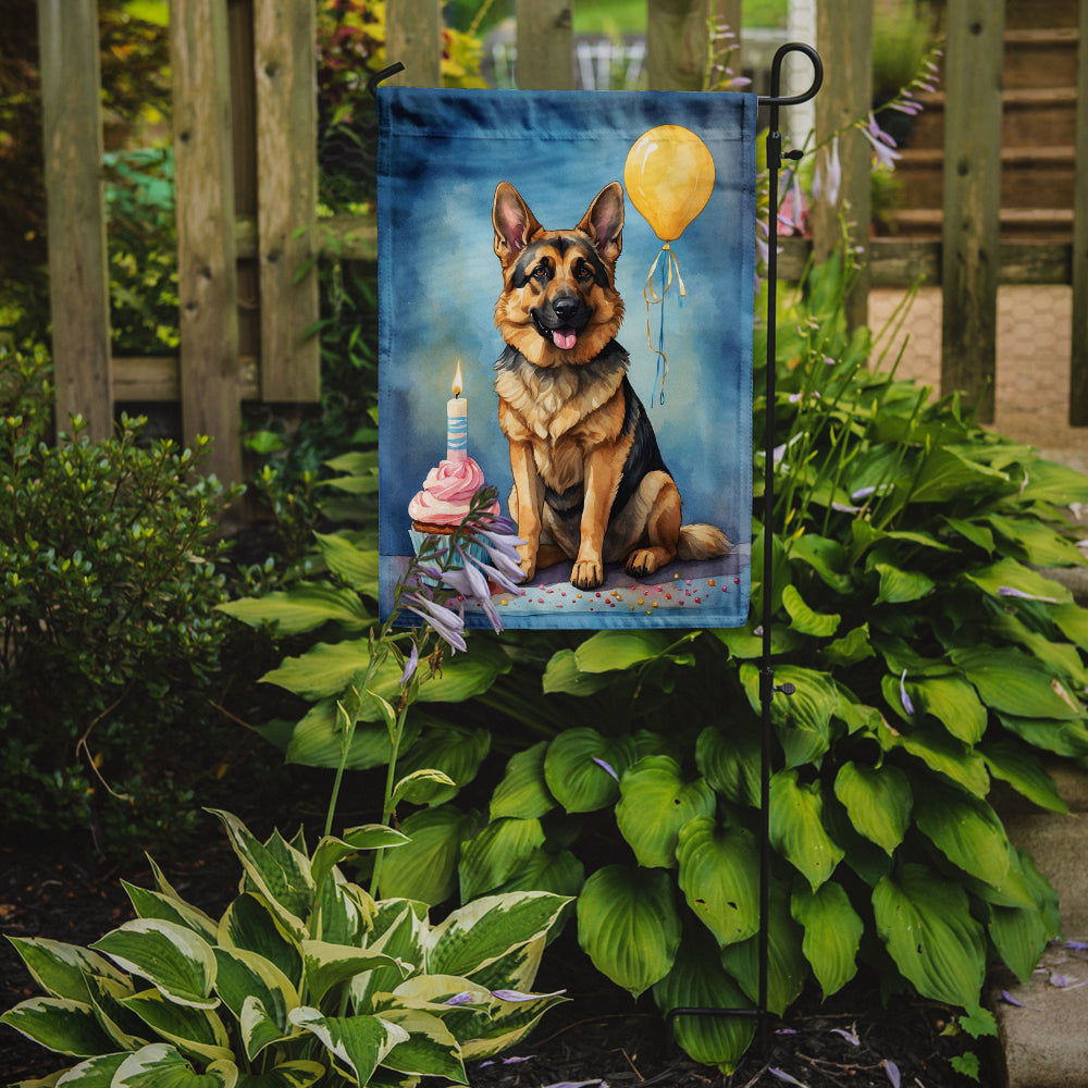 German Shepherd Happy Birthday Garden Flag