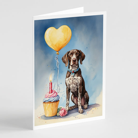 Buy this German Shorthaired Pointer Happy Birthday Greeting Cards Pack of 8