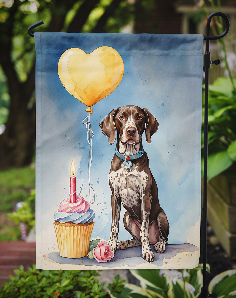 German Shorthaired Pointer Happy Birthday Garden Flag