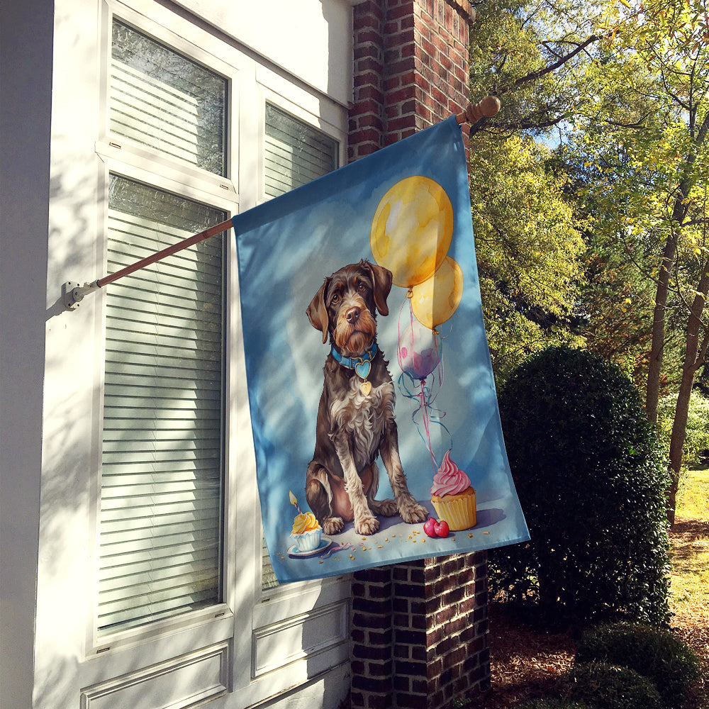 German Wirehaired Pointer Happy Birthday House Flag