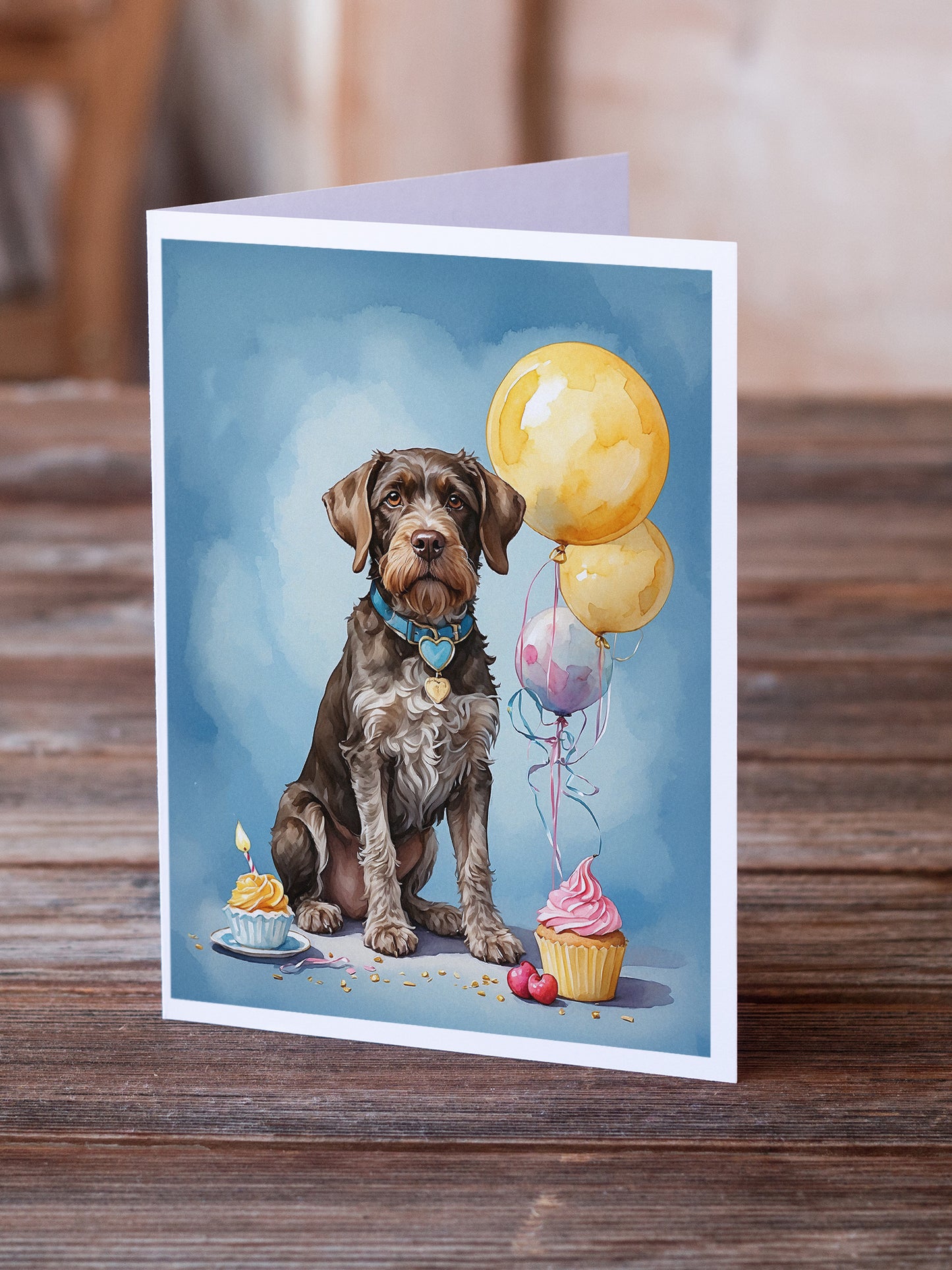 German Wirehaired Pointer Happy Birthday Greeting Cards Pack of 8