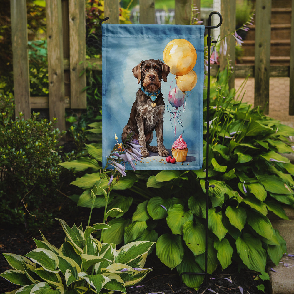 German Wirehaired Pointer Happy Birthday Garden Flag