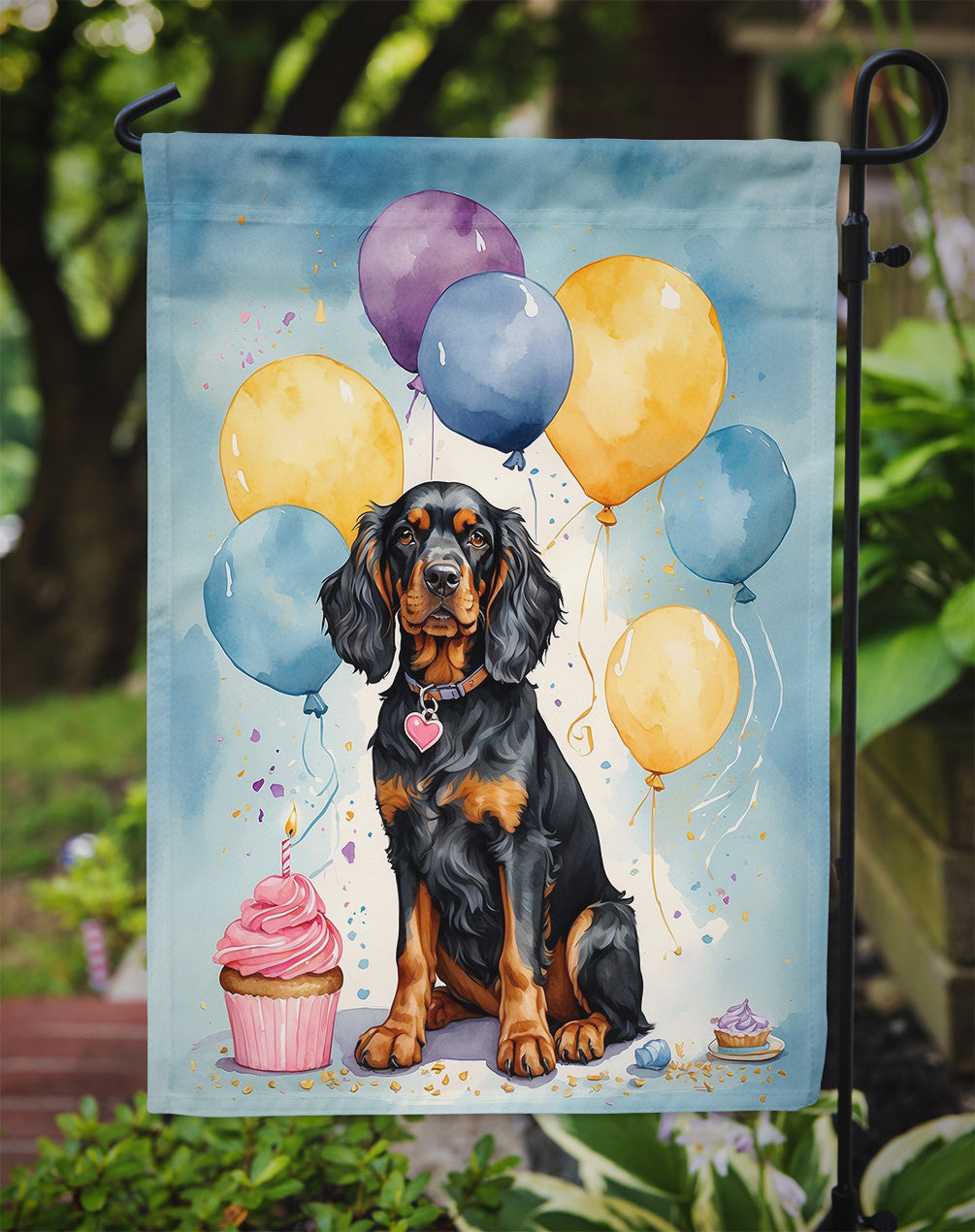Gordon Setter Happy Birthday Garden Flag
